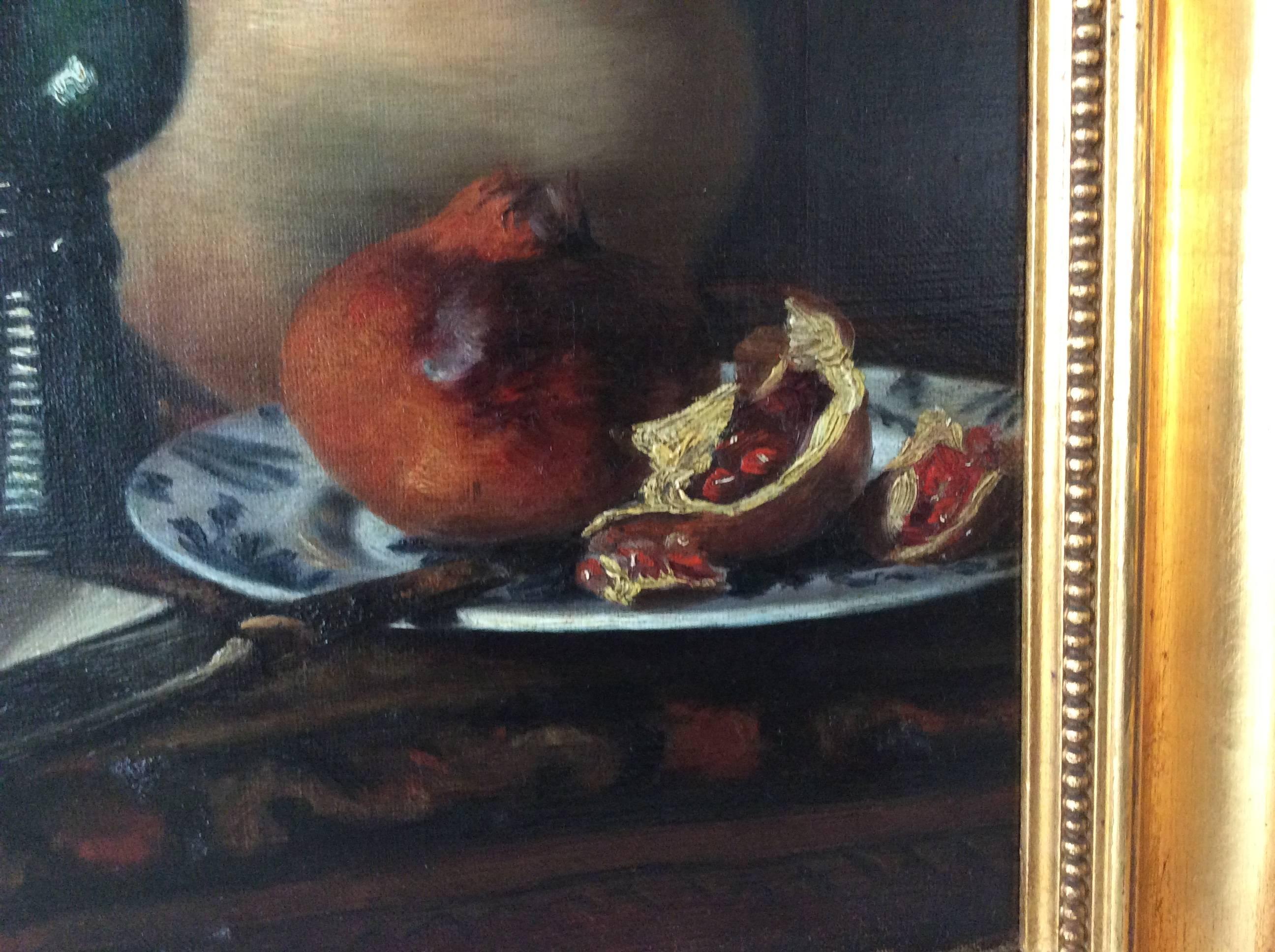 Still-Life with Pomegranate, Jug and Glass Etc In Good Condition For Sale In Lyngby, DK