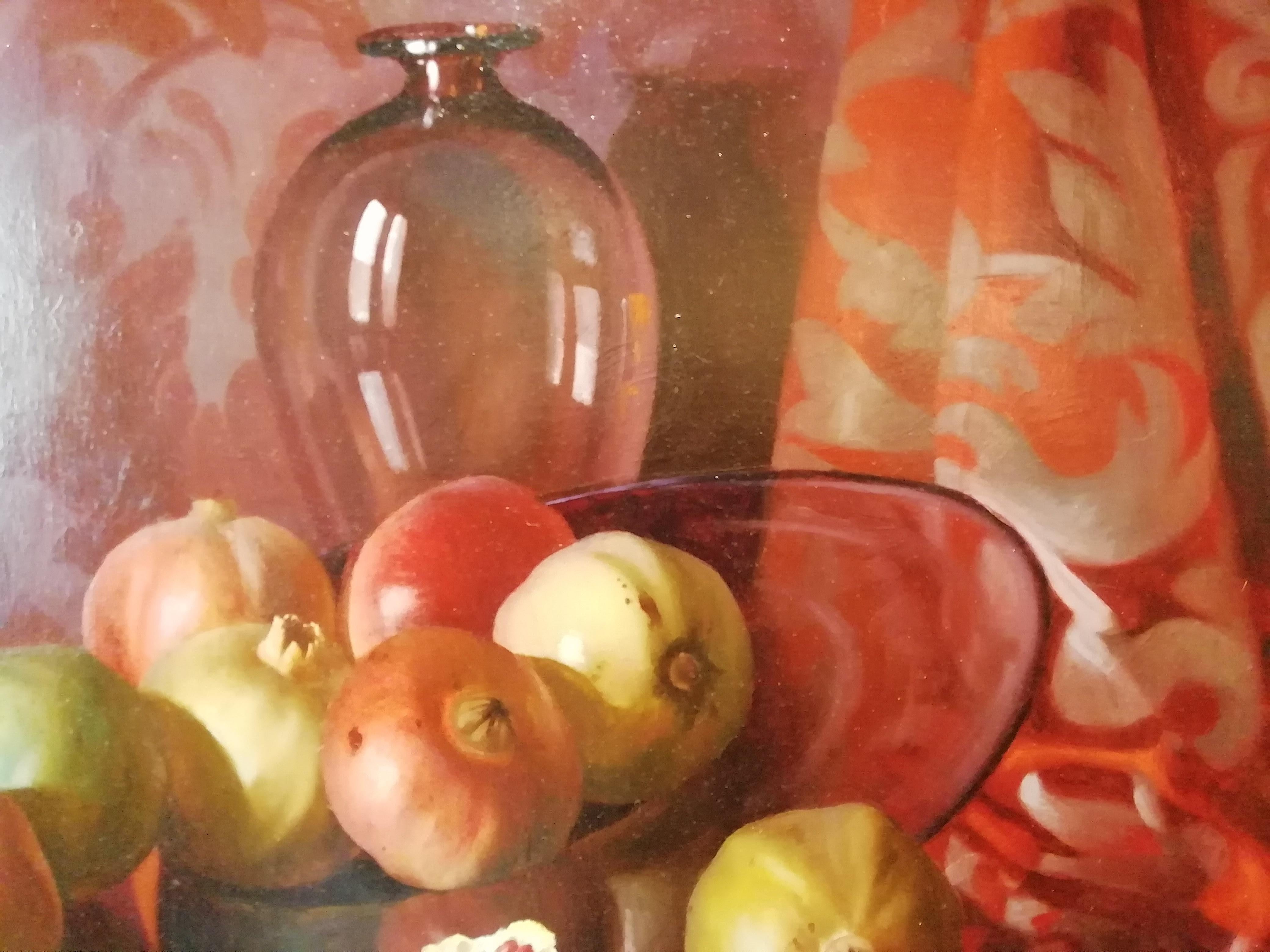 Mid-20th Century Still Life with Pomegranates, Bruno Croatto 20th Century Oil Italian Painting For Sale