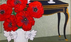 Naturaleza muerta con amapolas de Frederick Arthur Jessup (1920-2007) Óleo sobre lienzo