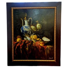 Bodegón Con Porcelana Y Uvas Negras Firmado Por El Artista Sie G, 1997