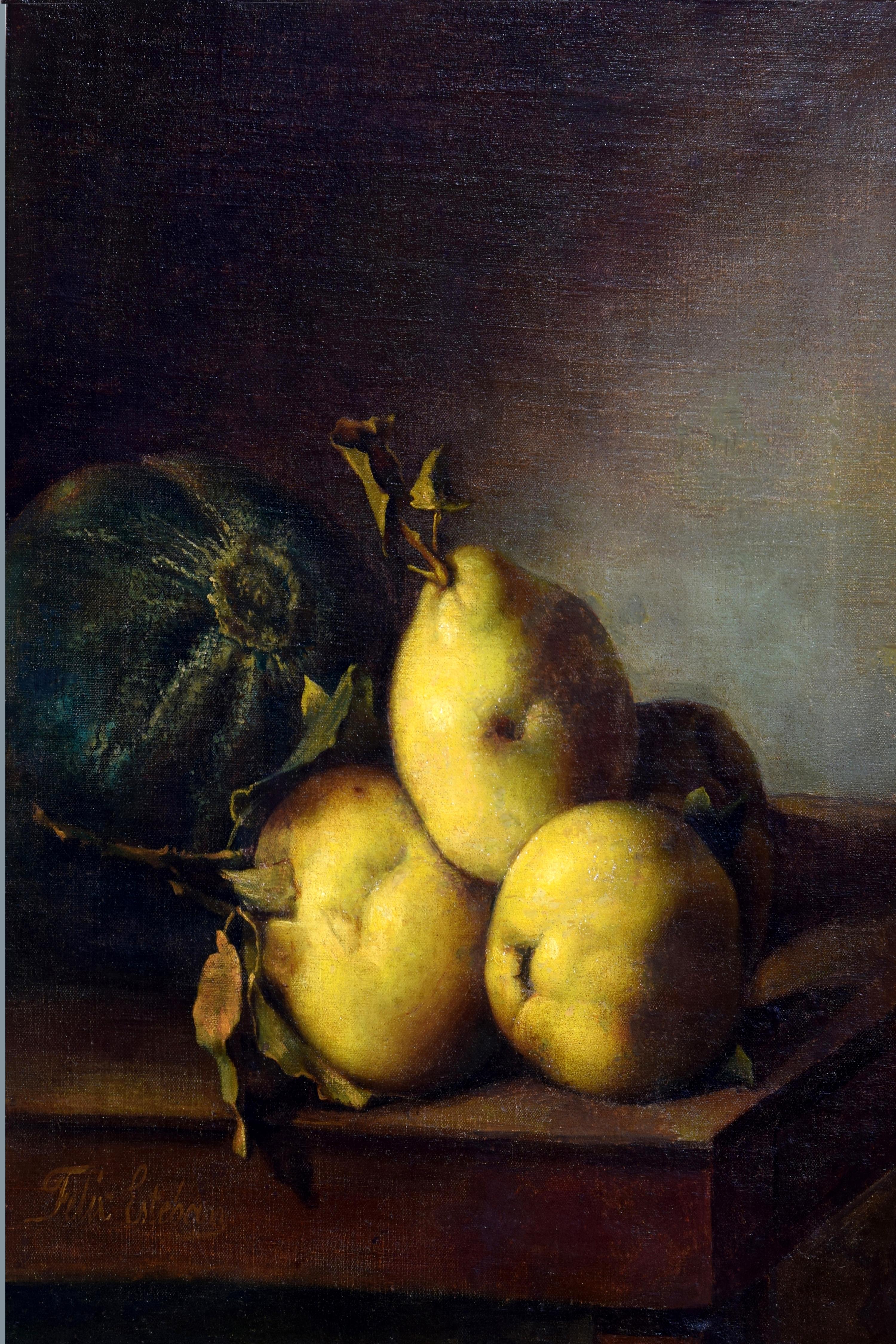 Still life with quinces. Oil on canvas. Signed 
