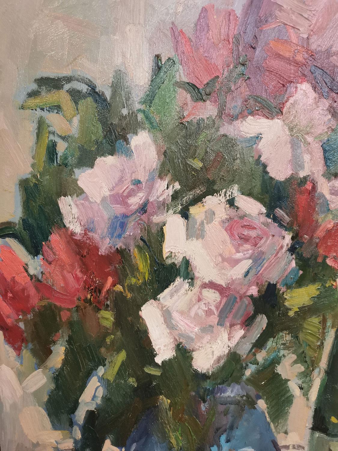 Still Life with Roses and Fruits, Guido Frick, Central Europe, 1950 In Good Condition In Vo', Veneto