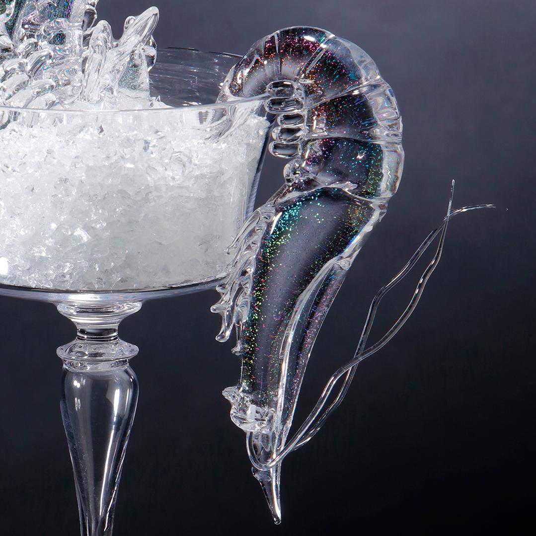 Contemporary Still Life with Shrimp, a Clear Glass Still Life Art Work by Elliot Walker