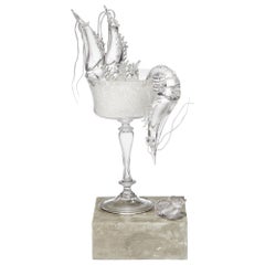 Nature morte aux crevettes, une œuvre d'art en verre transparent réalisée par Elliot Walker