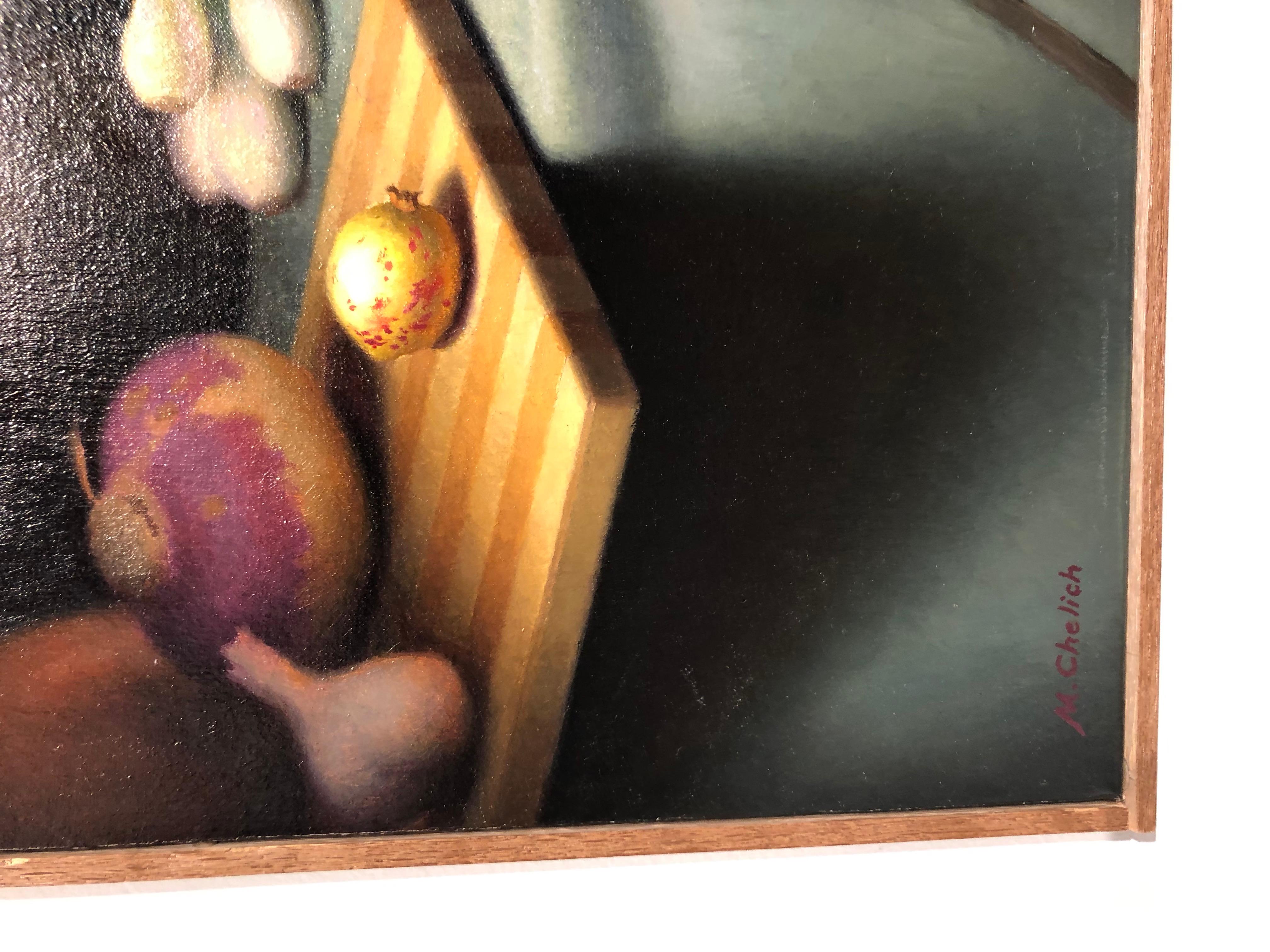 Hand-Painted Still Life with Turnips, Original Oil Painting on Canvas by Michael Chelich