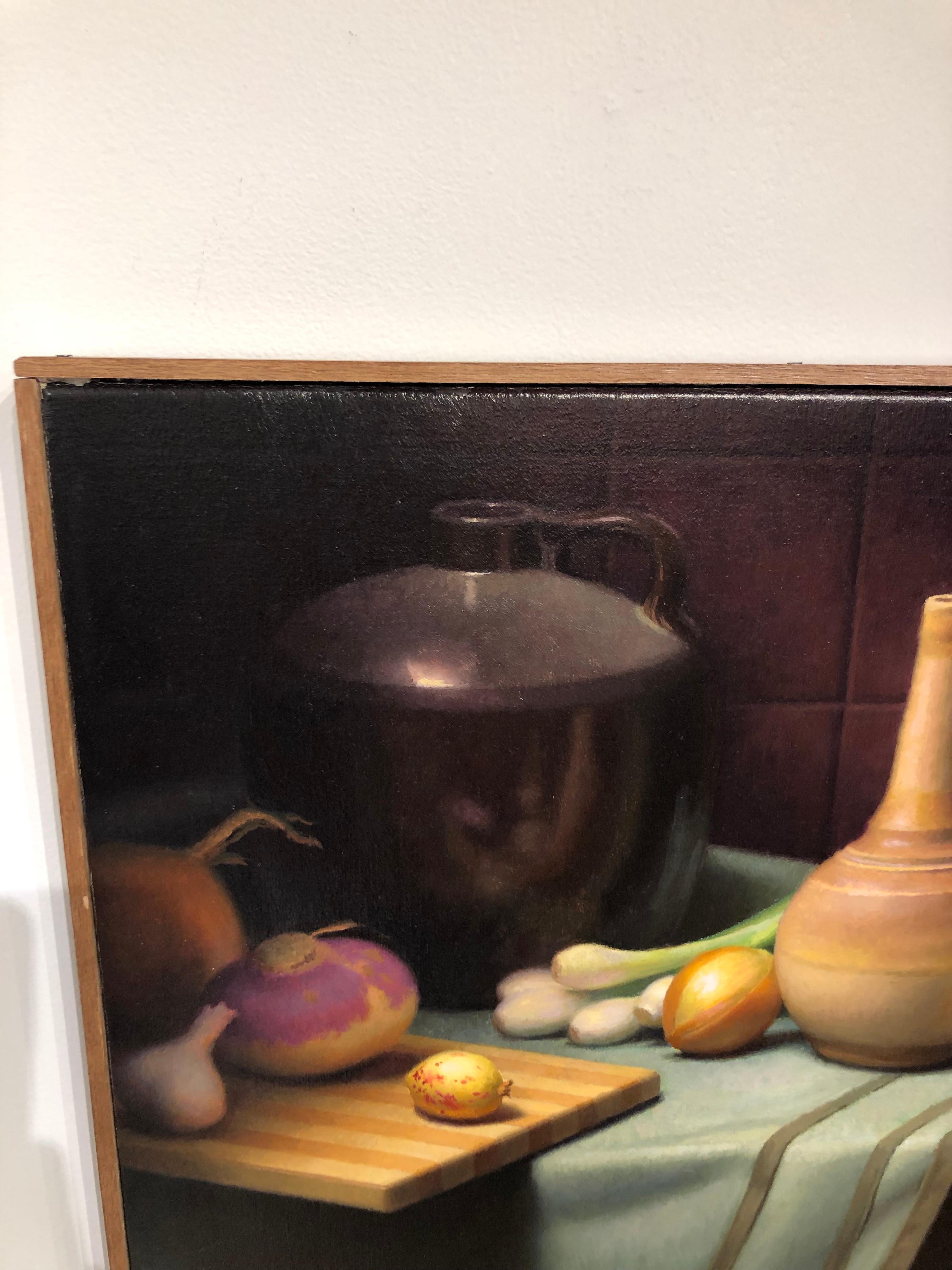 Still Life with Turnips, Original Oil Painting on Canvas by Michael Chelich In New Condition In Chicago, IL