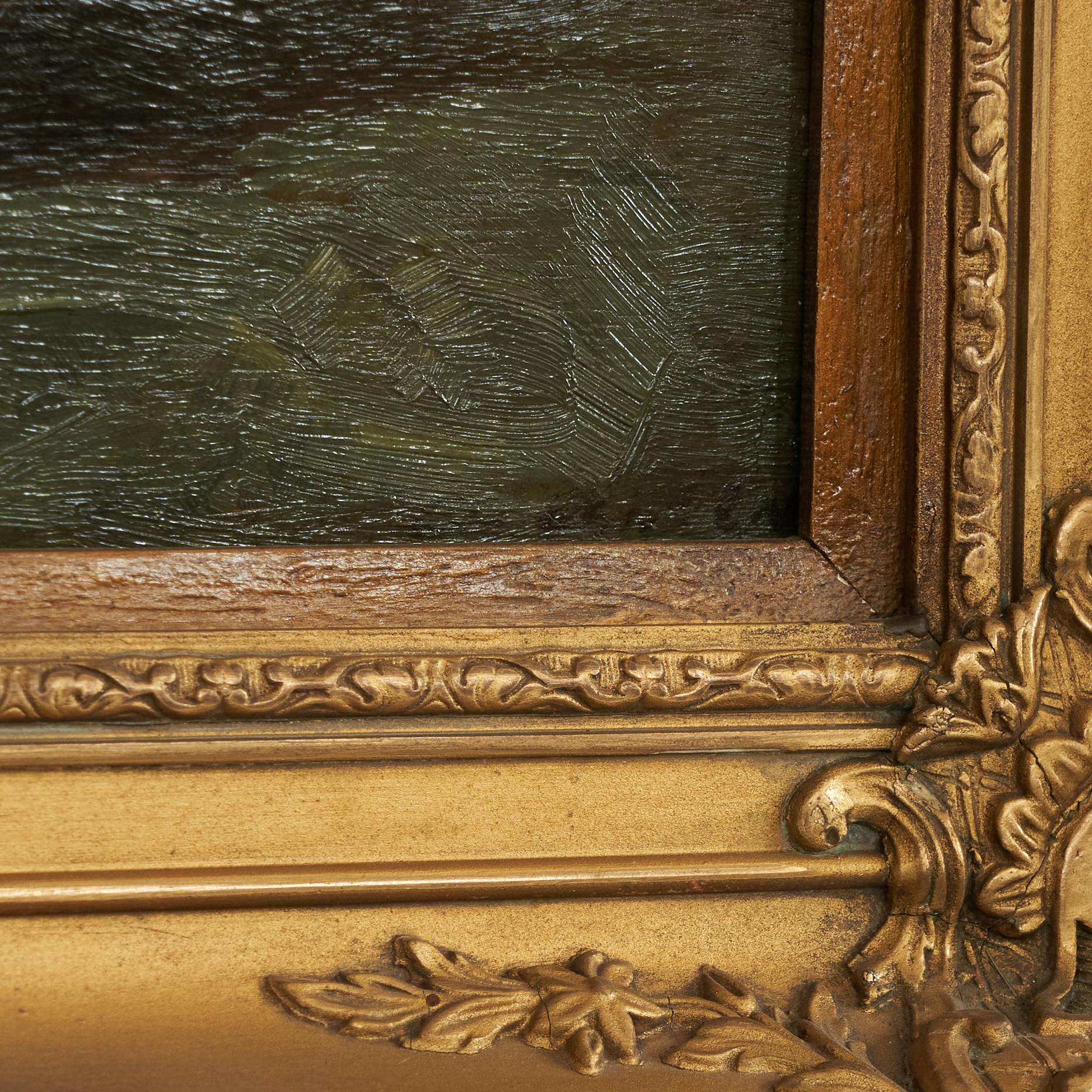 Still Life with Violets Oil on Panel in Ornate Gilt Frame 1880s For Sale 2