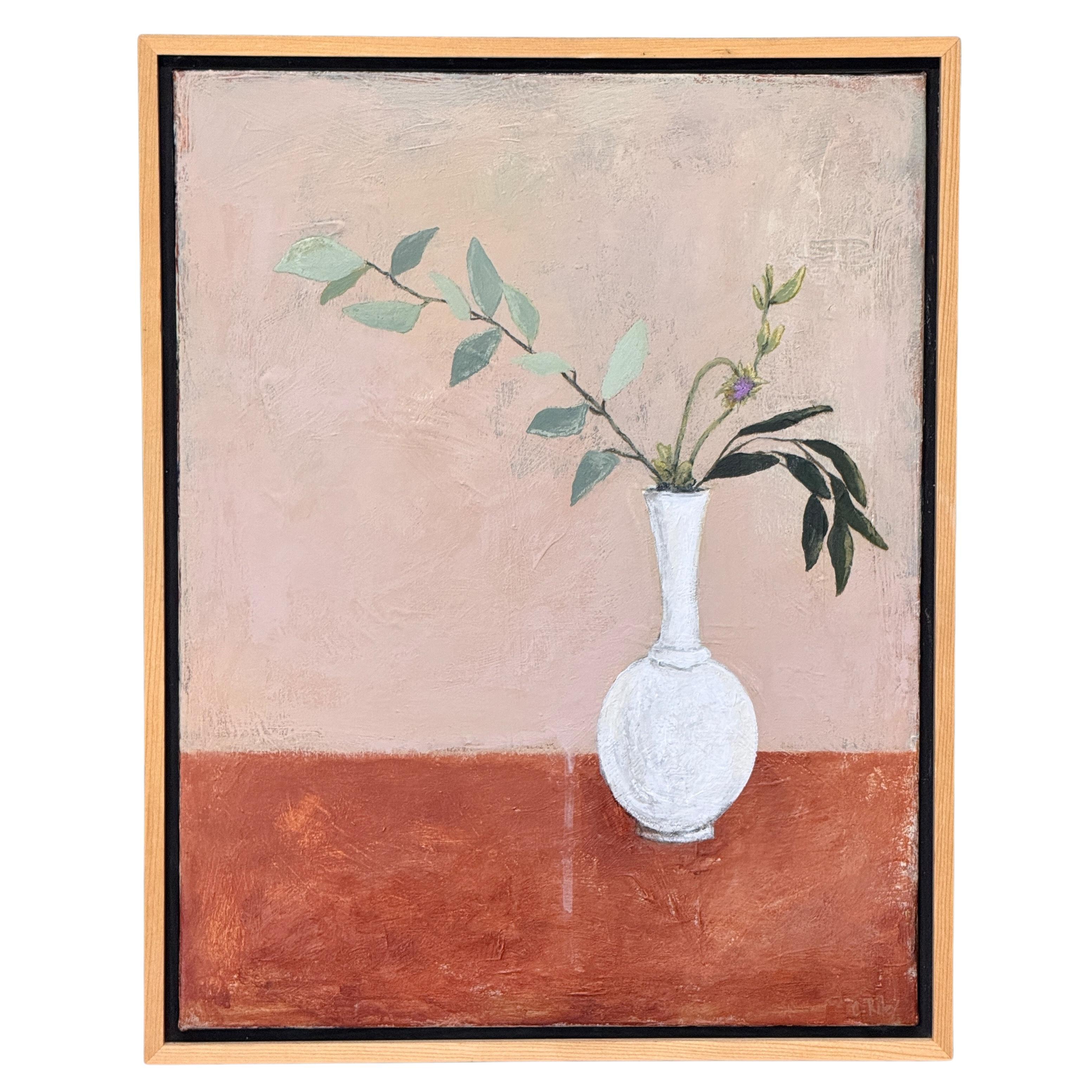 Stilleben mit weißer Vase von Claiborne Riley im Angebot