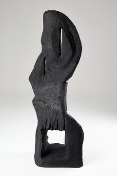 Still Stand Abstract, Wood Sculpture, Chainsaw Carved, Burnt Oak, By Logniture