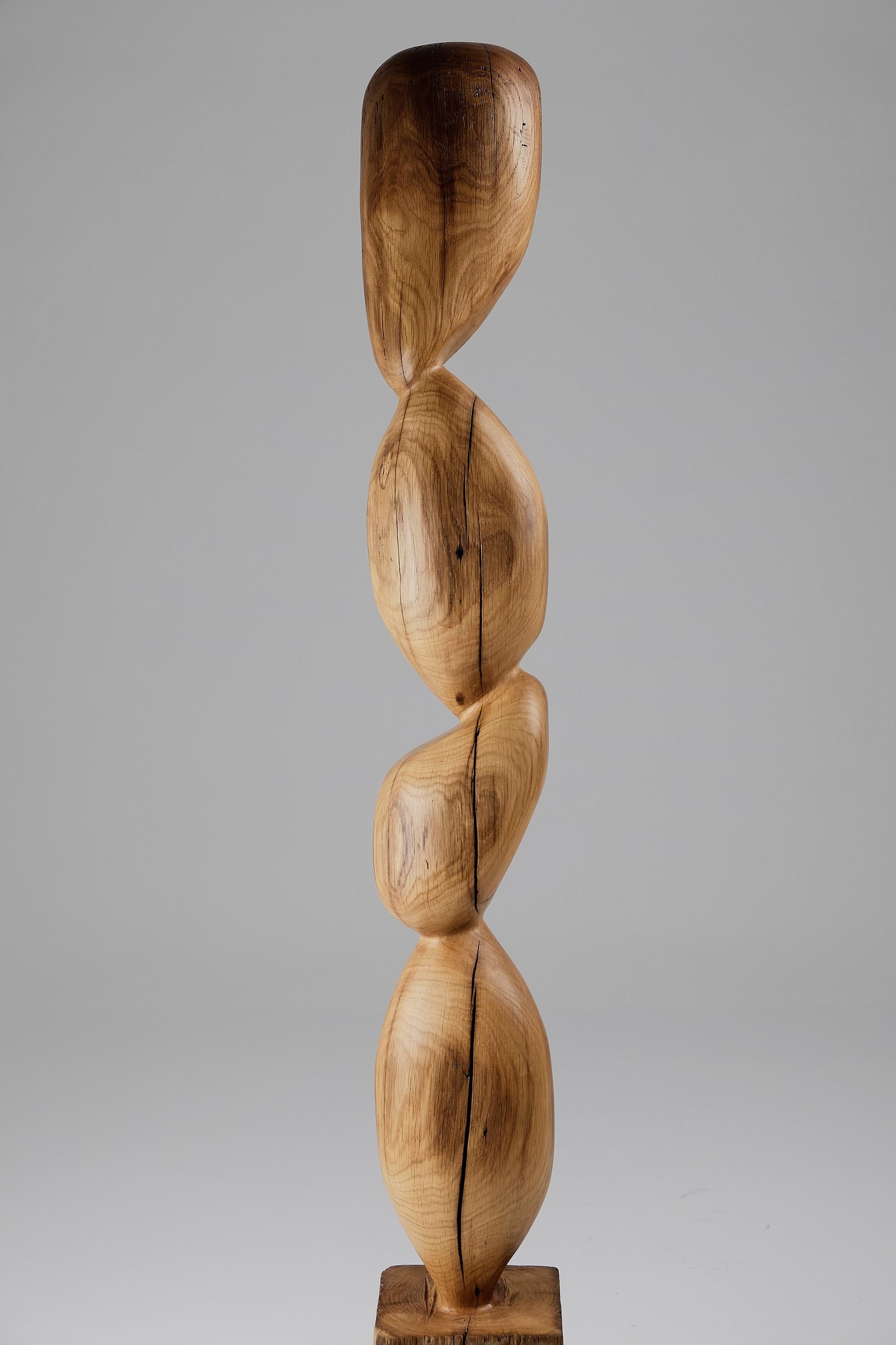 Contemporary Still Stand Abstract Biomorphic Wood Sculpture, Chainsaw Carved For Sale