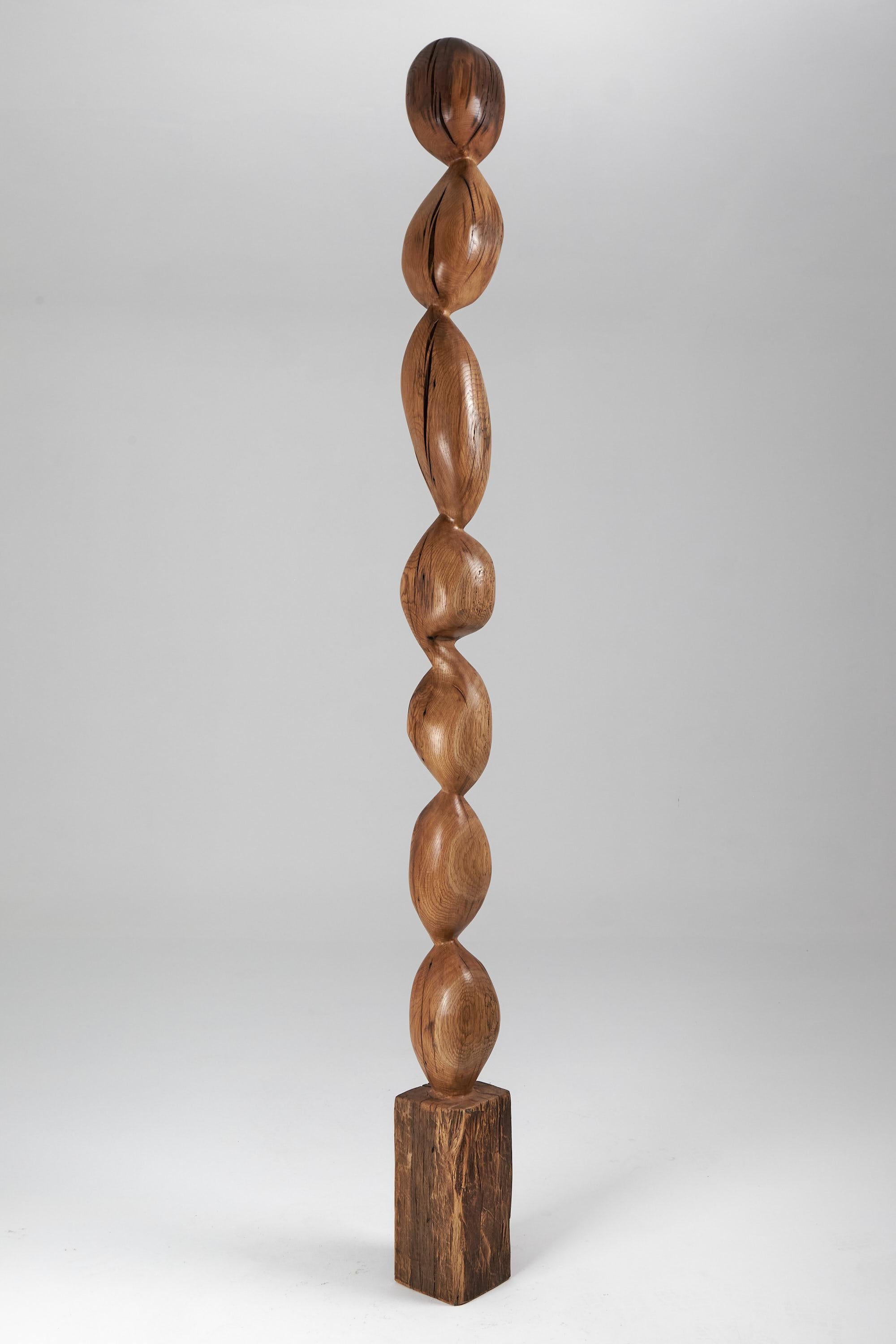 Contemporary Still Stand Abstract Biomorphic Wood Sculpture, Chainsaw Carved, XL For Sale