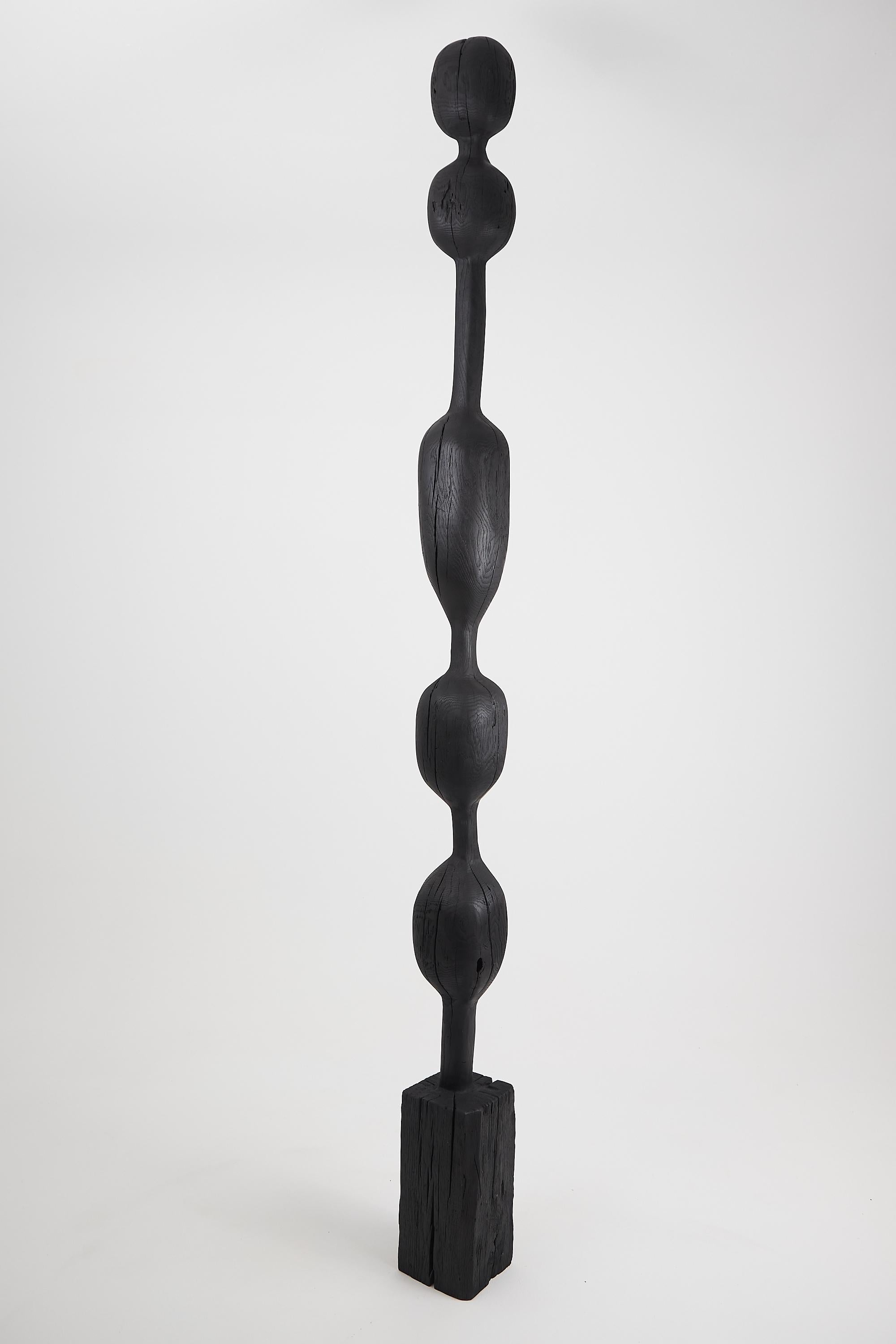 Still Stand Abstract Biomorphic Wood Sculpture, Column, Chainsaw Carved, XL For Sale 2