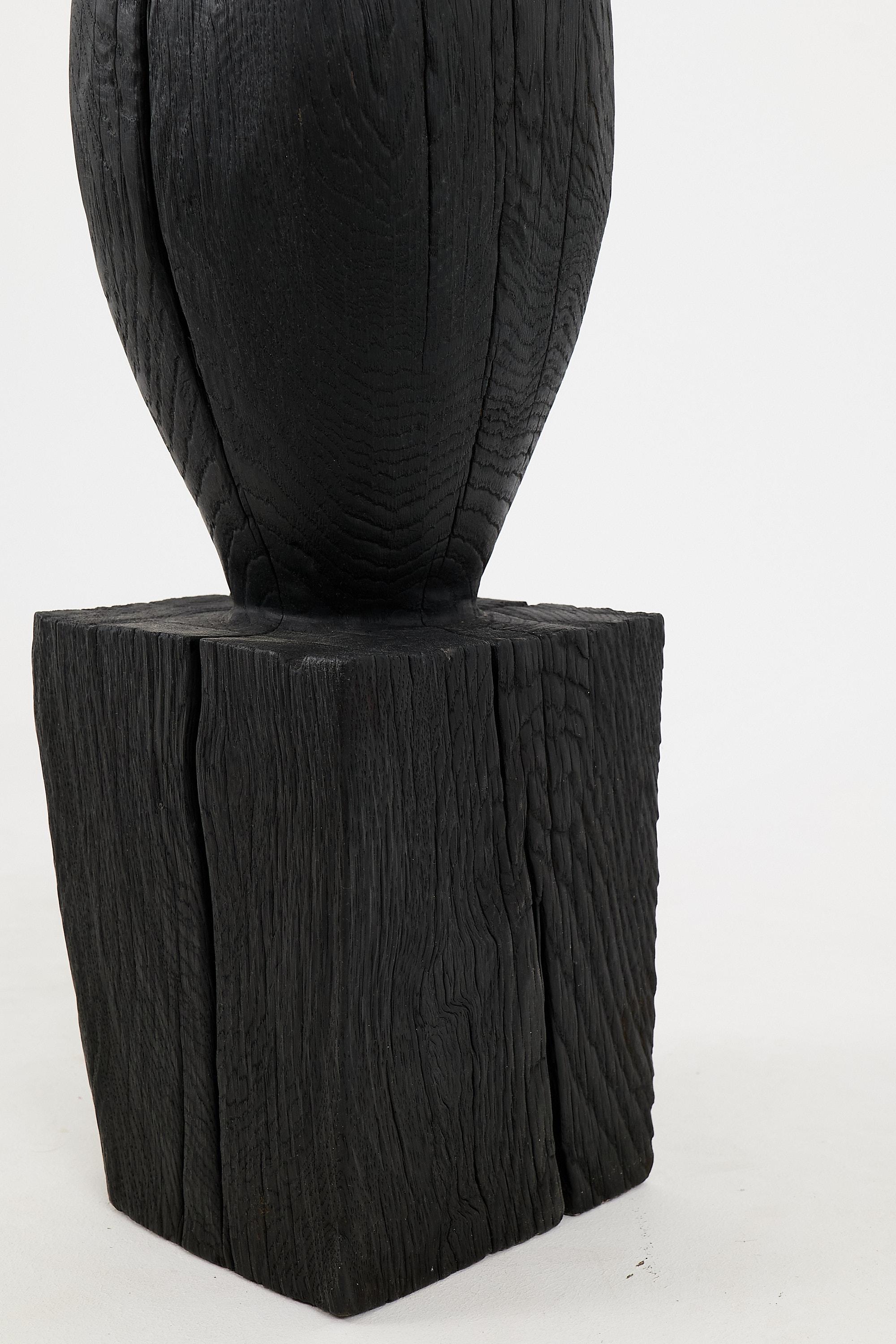 Still Stand Abstract Biomorphic Wood Sculpture, Column, Chainsaw Carved, XL For Sale 4
