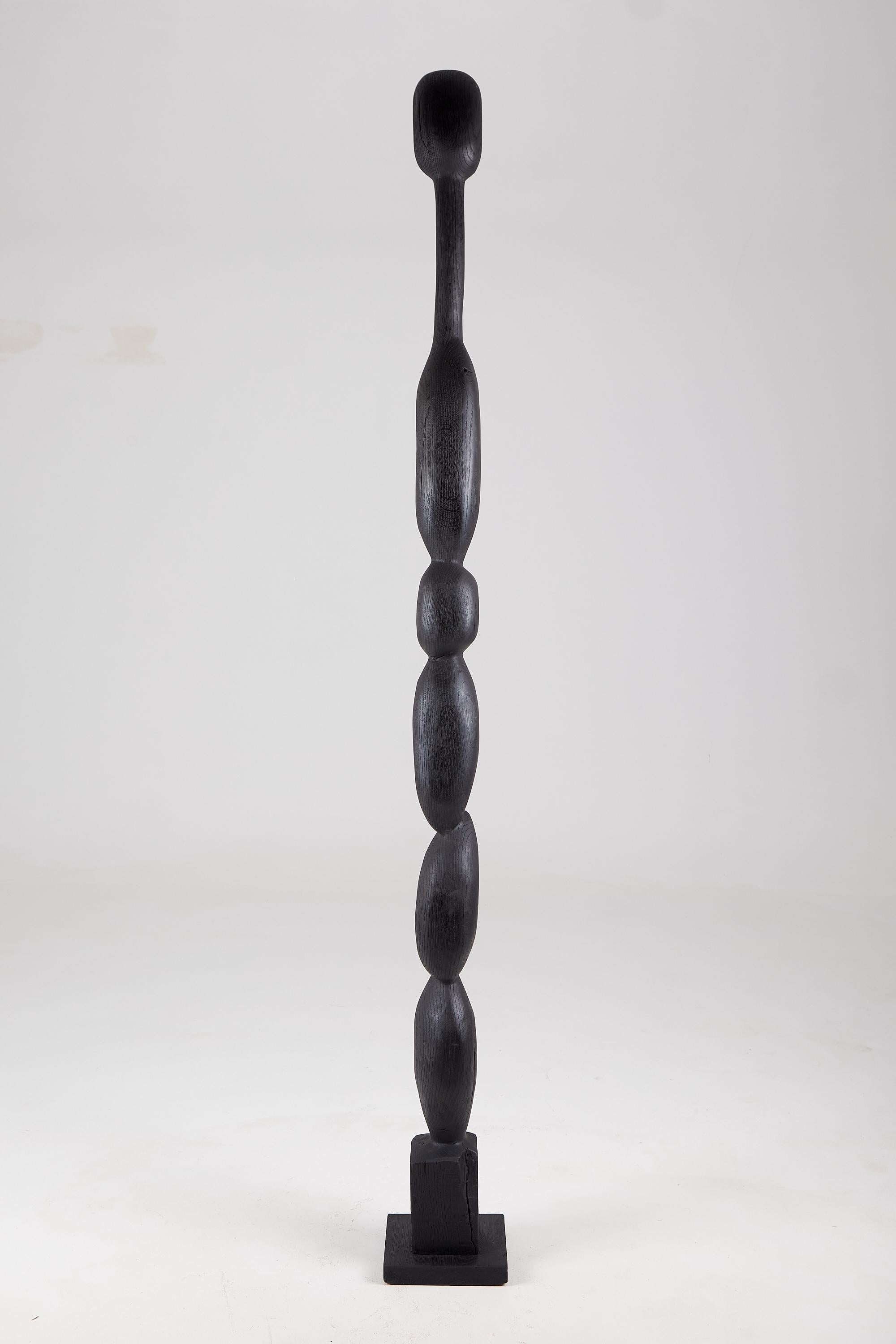 Still Stand Abstract Biomorphic Wood Sculpture, Chainsaw Carved From Single Piece of Oak Wood