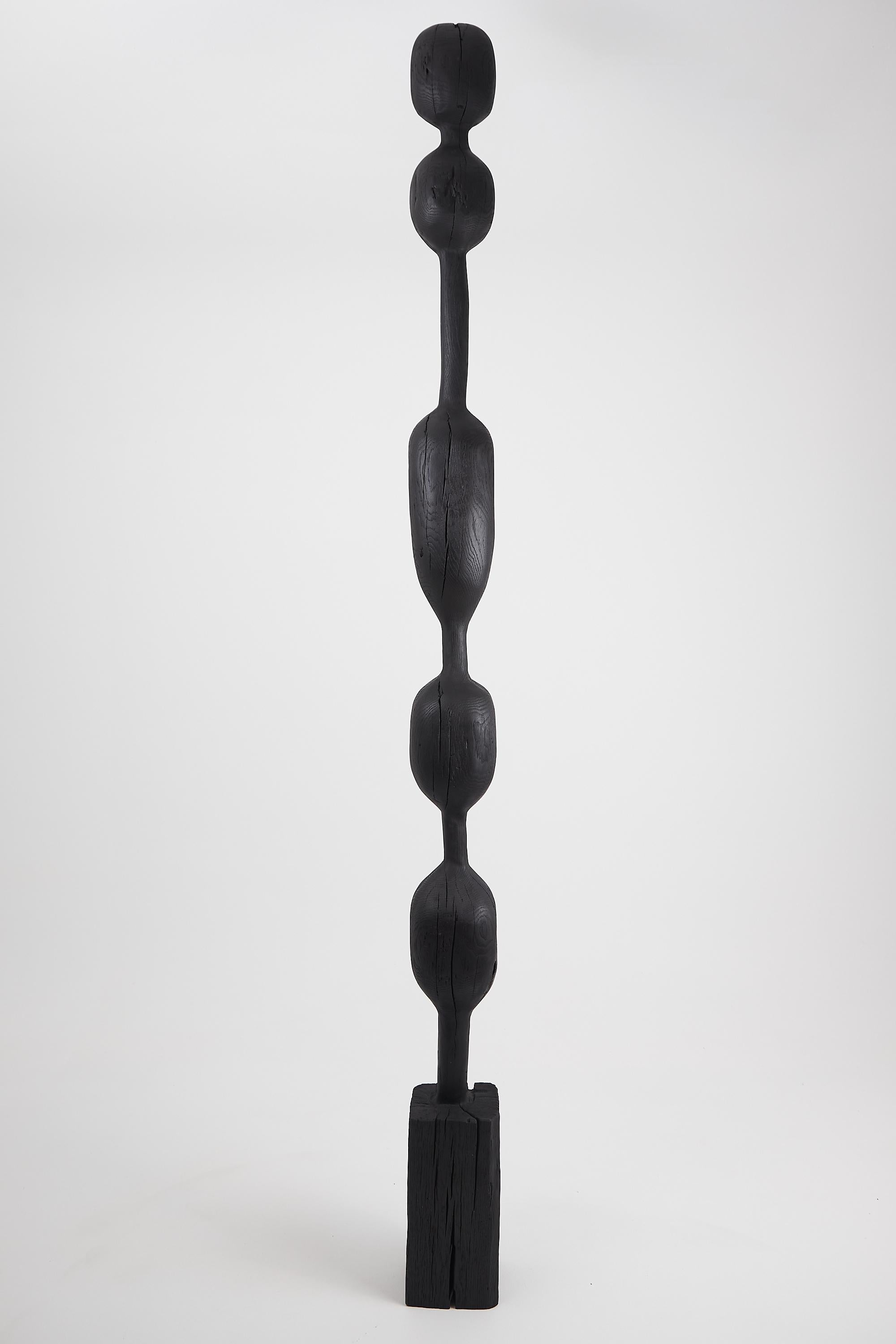 Still Stand Abstract Biomorphic Wood Sculpture, Chainsaw Carved From Single Piece of Oak Wood