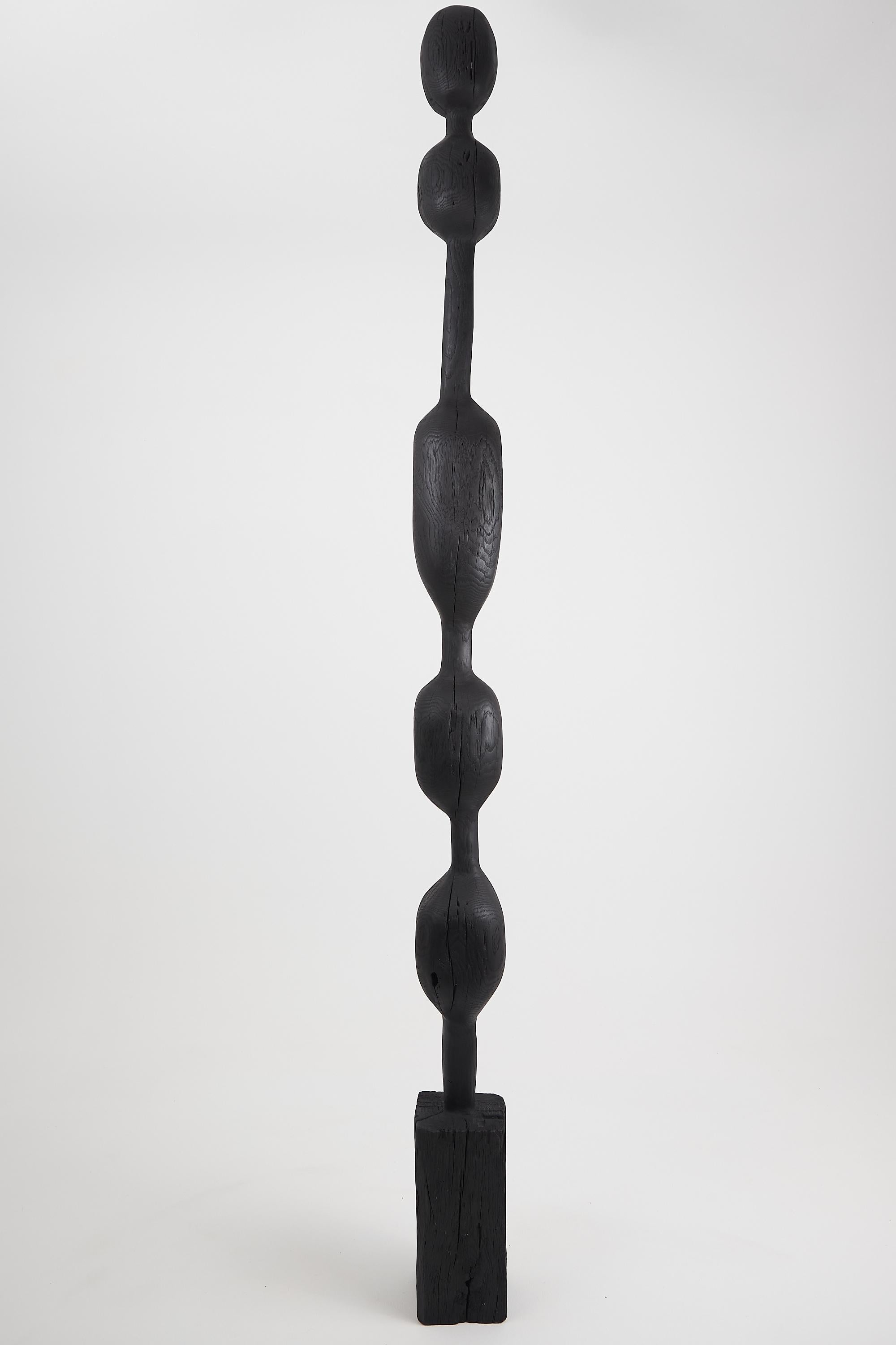 Brutalist Still Stand Abstract Biomorphic Wood Sculpture, Column, Chainsaw Carved, XL For Sale