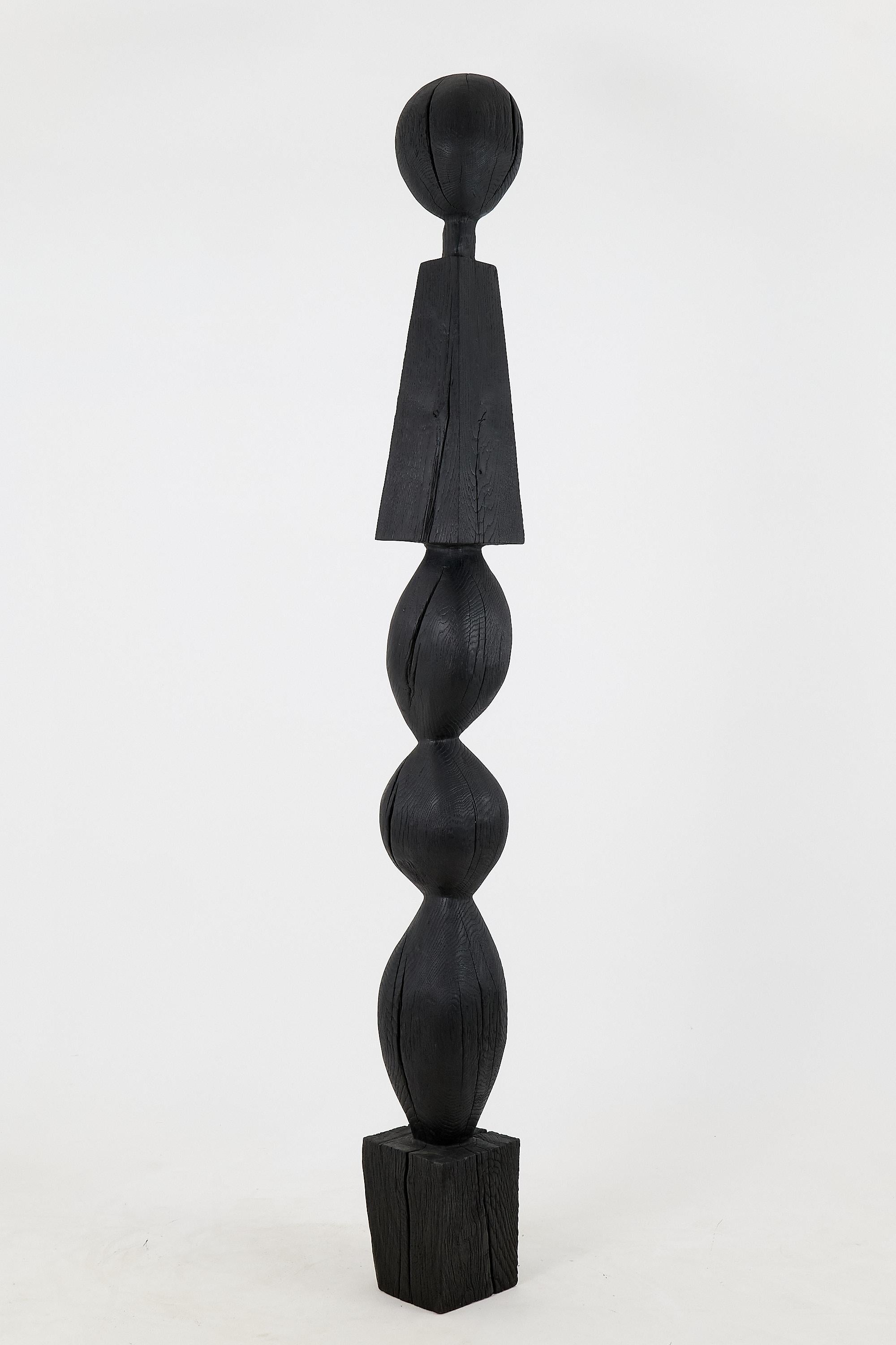 Brutalist Still Stand Abstract Biomorphic Wood Sculpture, Column, Chainsaw Carved, XL For Sale