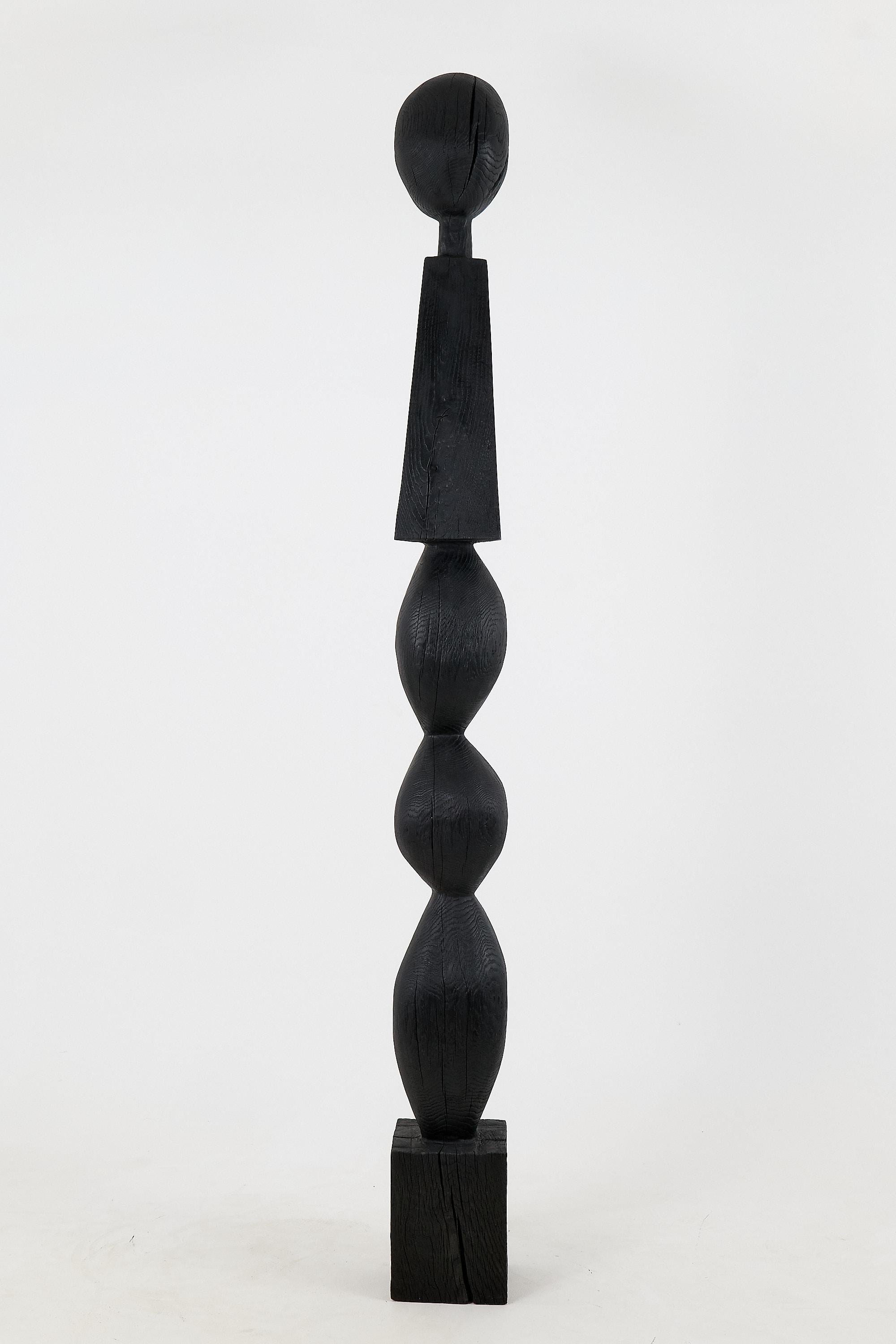 Croatian Still Stand Abstract Biomorphic Wood Sculpture, Column, Chainsaw Carved, XL For Sale