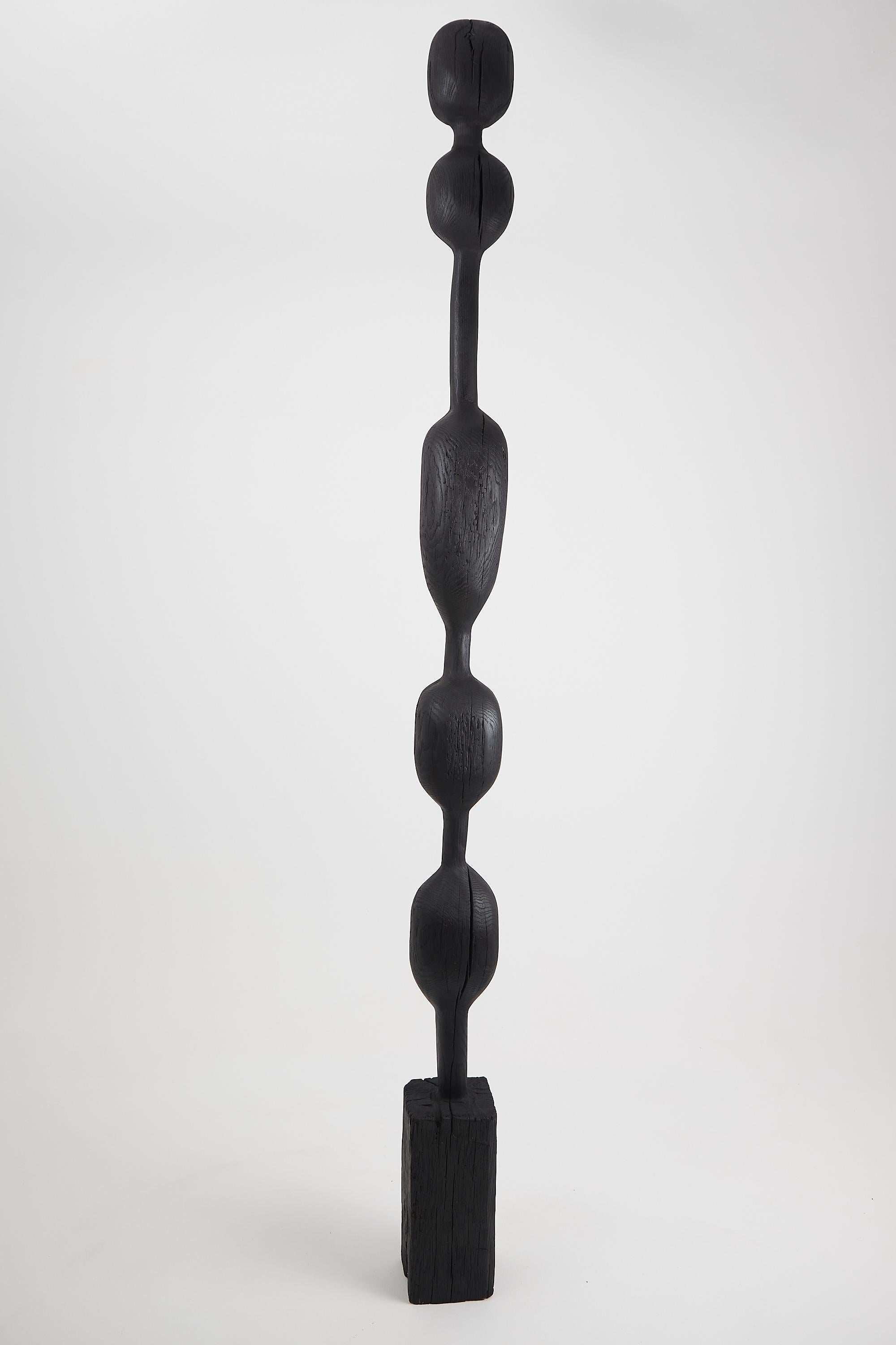 Hand-Crafted Still Stand Abstract Biomorphic Wood Sculpture, Column, Chainsaw Carved, XL For Sale