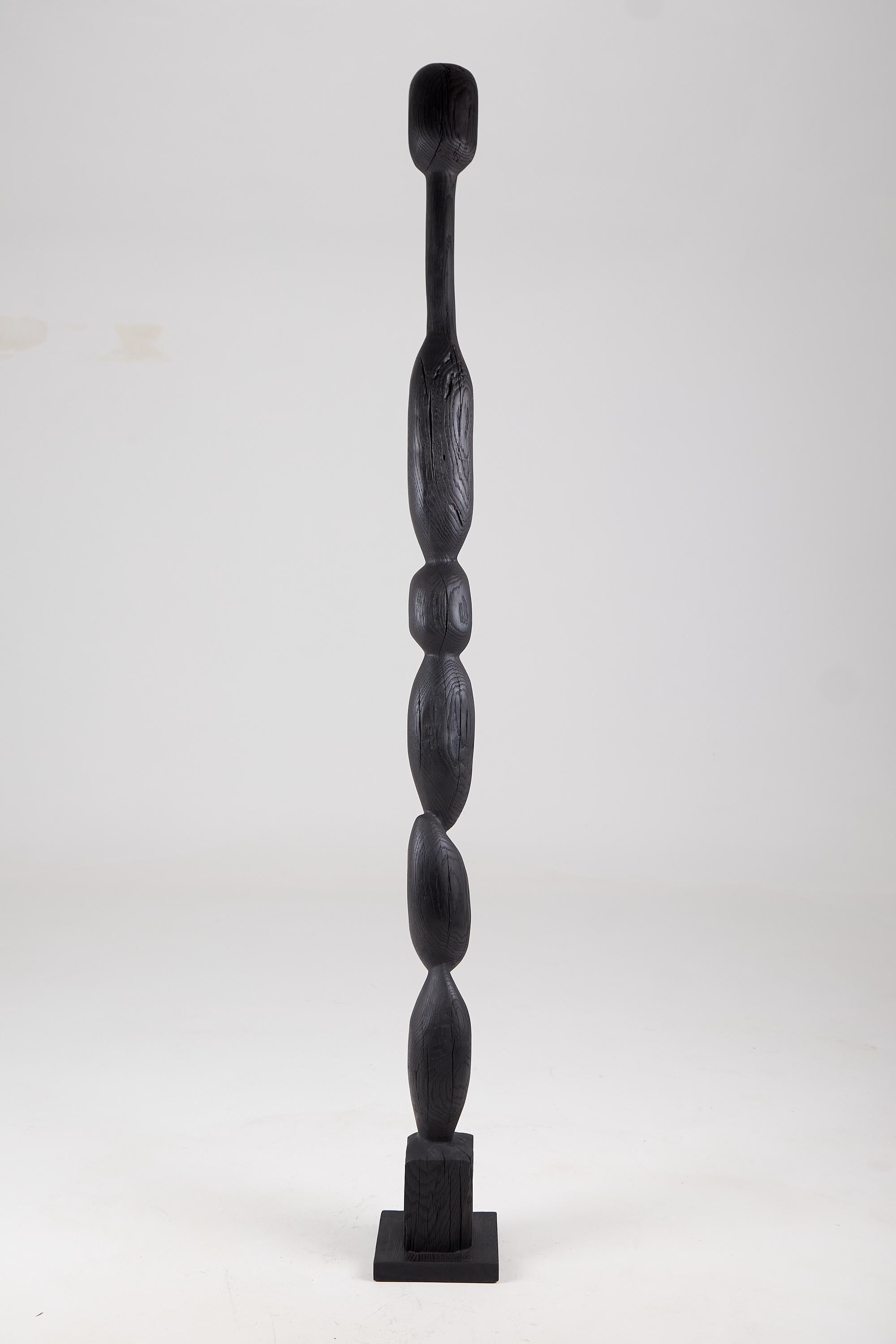Contemporary Still Stand Abstract Biomorphic Wood Sculpture, Column, Chainsaw Carved, XL For Sale