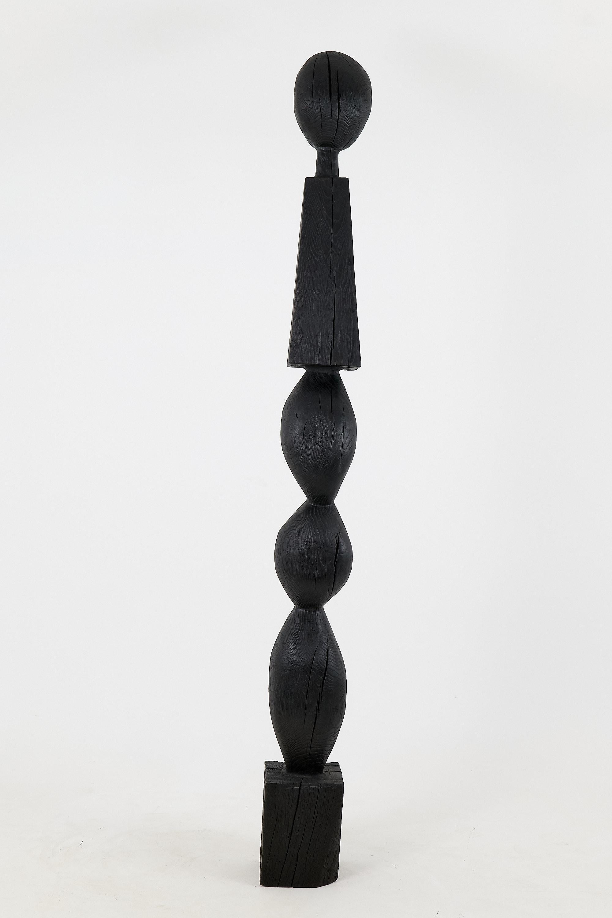 Contemporary Still Stand Abstract Biomorphic Wood Sculpture, Column, Chainsaw Carved, XL For Sale