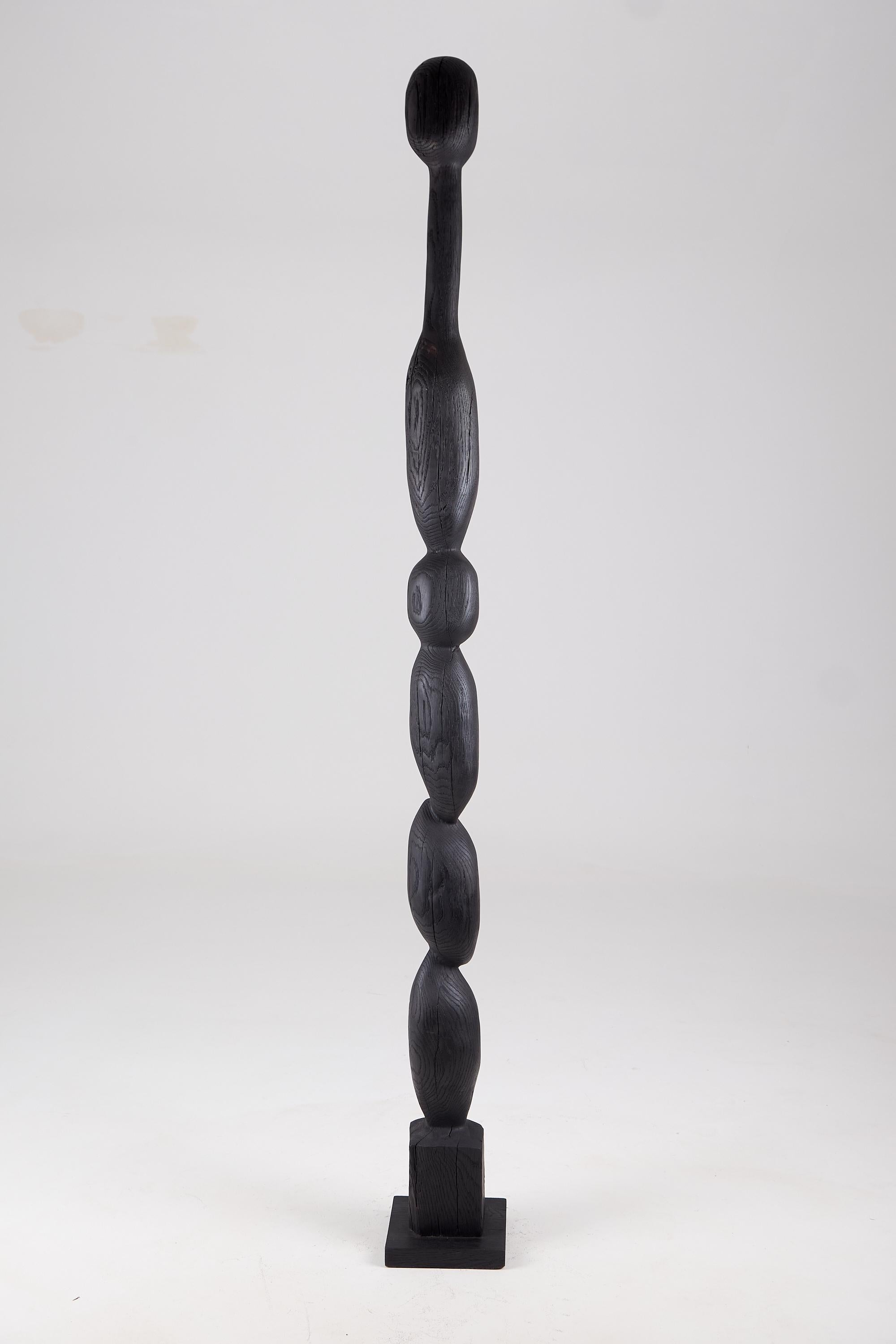 Oak Still Stand Abstract Biomorphic Wood Sculpture, Column, Chainsaw Carved, XL For Sale