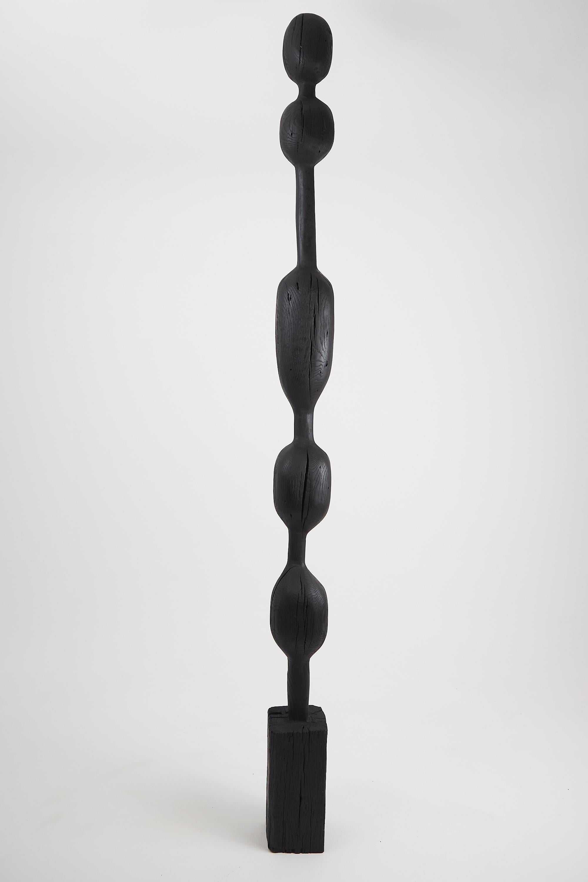 Contemporary Still Stand Abstract Biomorphic Wood Sculpture, Column, Chainsaw Carved, XL For Sale