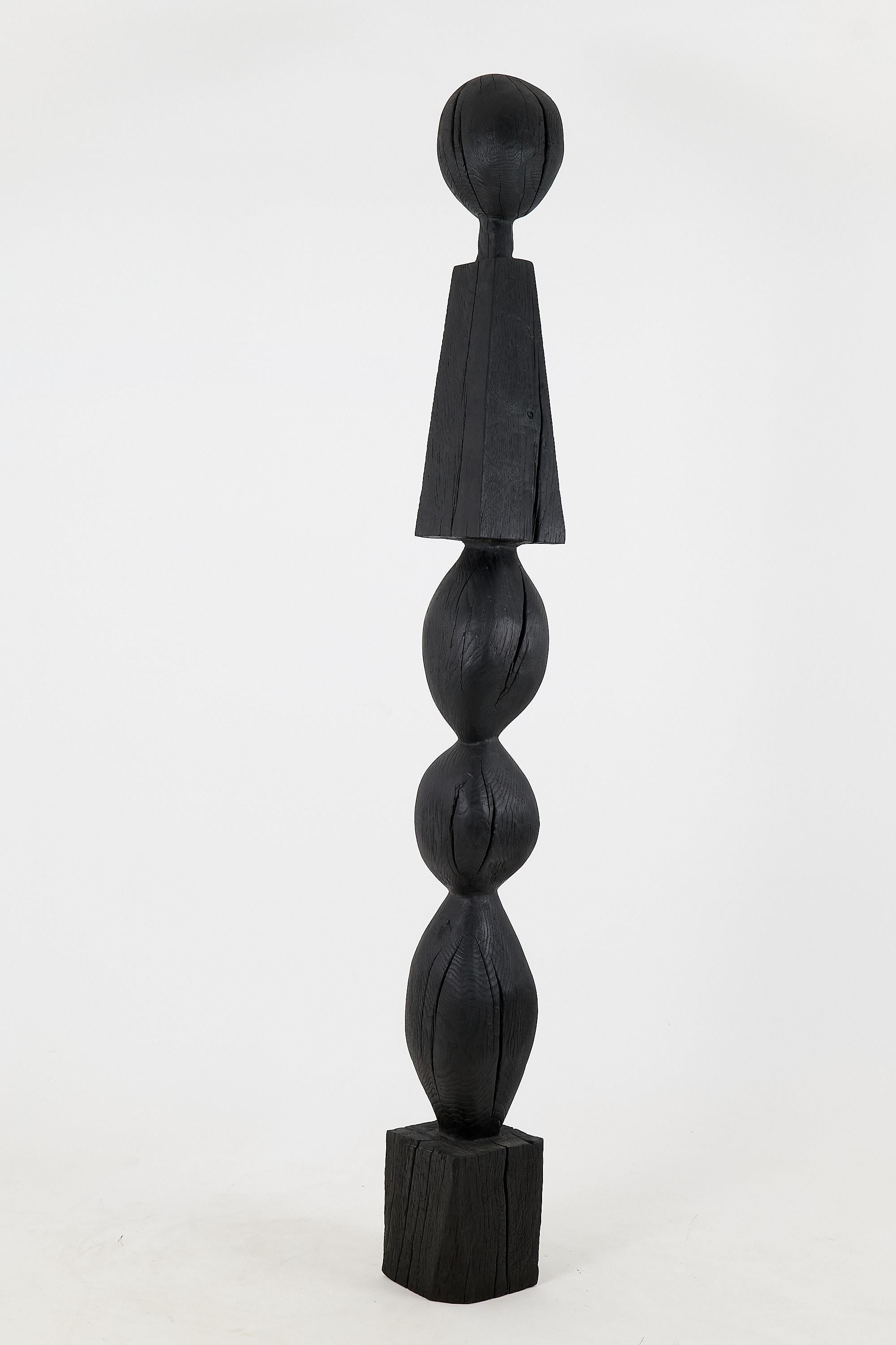 Oak Still Stand Abstract Biomorphic Wood Sculpture, Column, Chainsaw Carved, XL For Sale