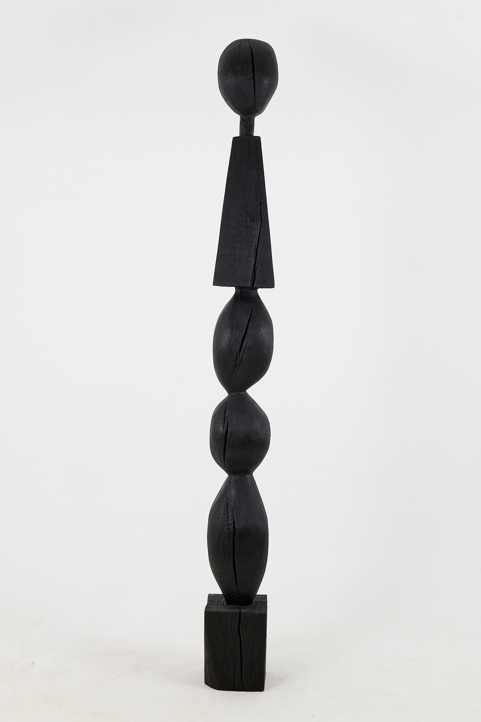 Still Stand Abstract Biomorphic Wood Sculpture, Column, Chainsaw Carved, XL For Sale 1