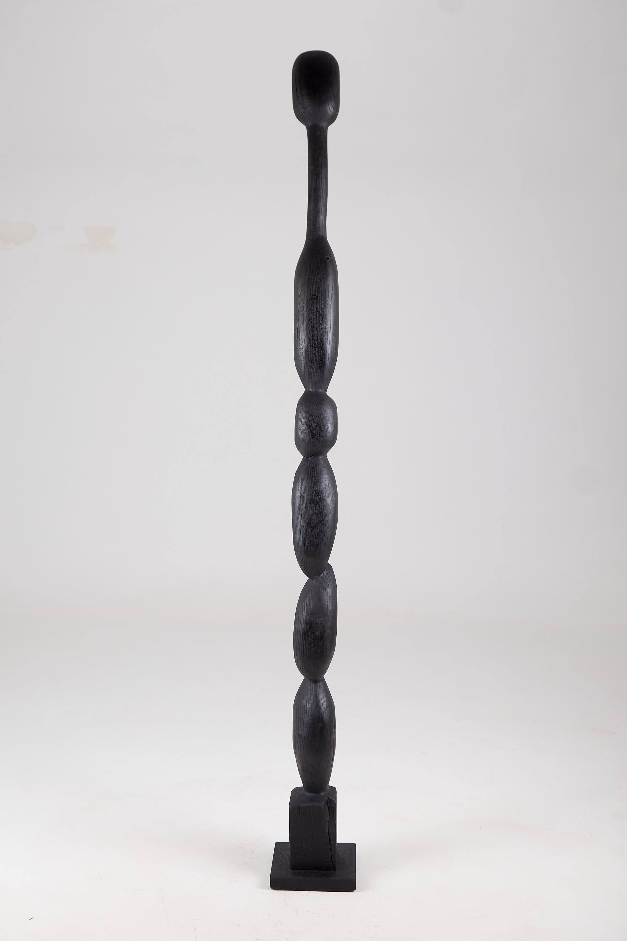 Still Stand Abstract Biomorphic Wood Sculpture, Column, Chainsaw Carved, XL For Sale 2