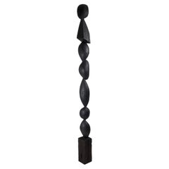 Escultura Biomorfa Abstracta de Madera, Columna, Tallada con Motosierra, XL