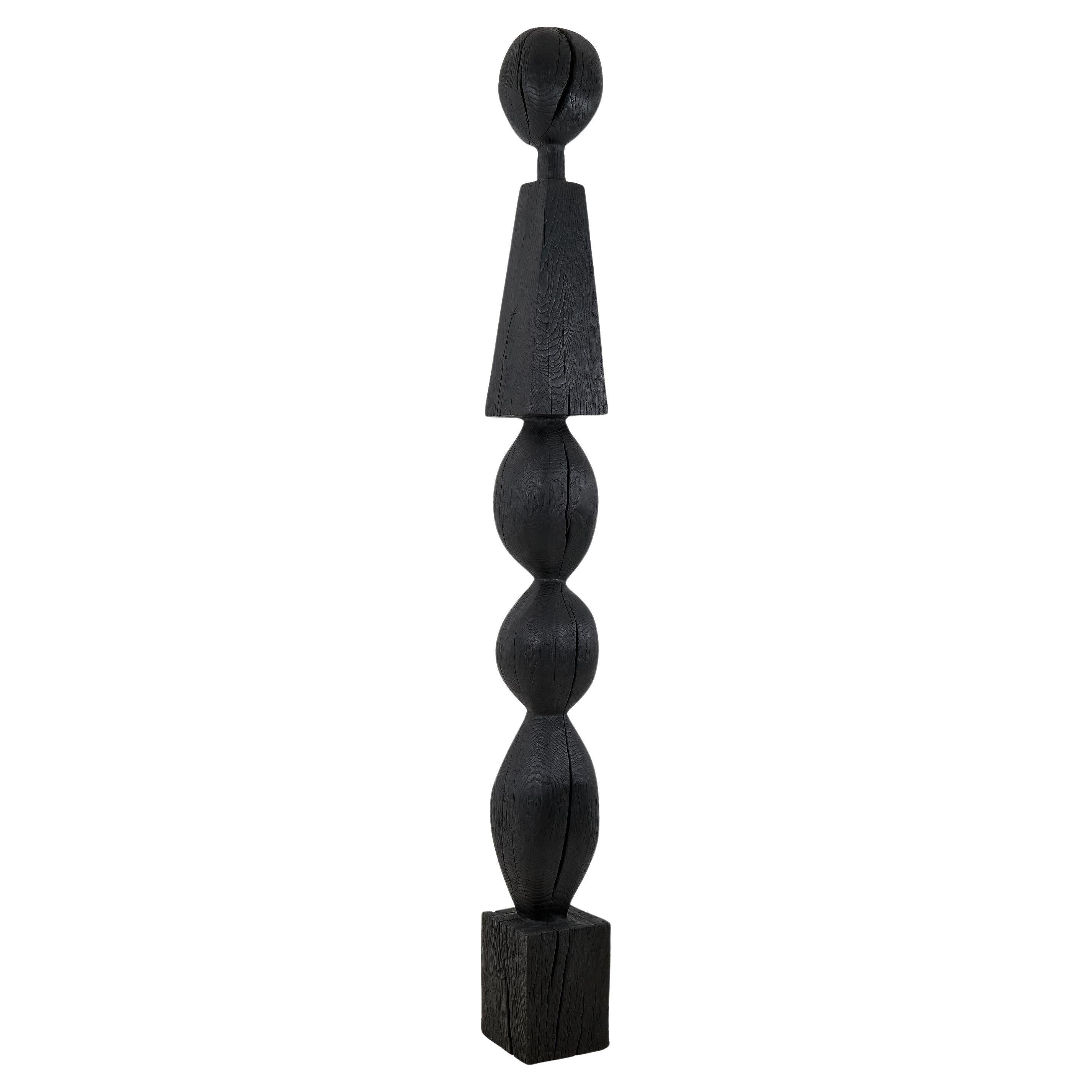 Still Stand Abstract Biomorphic Wood Sculpture, Column, Chainsaw Carved, XL For Sale