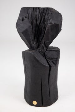 Still Stand Abstract Wood Sculpture, Kettensäge geschnitzt, gebrannte Eiche