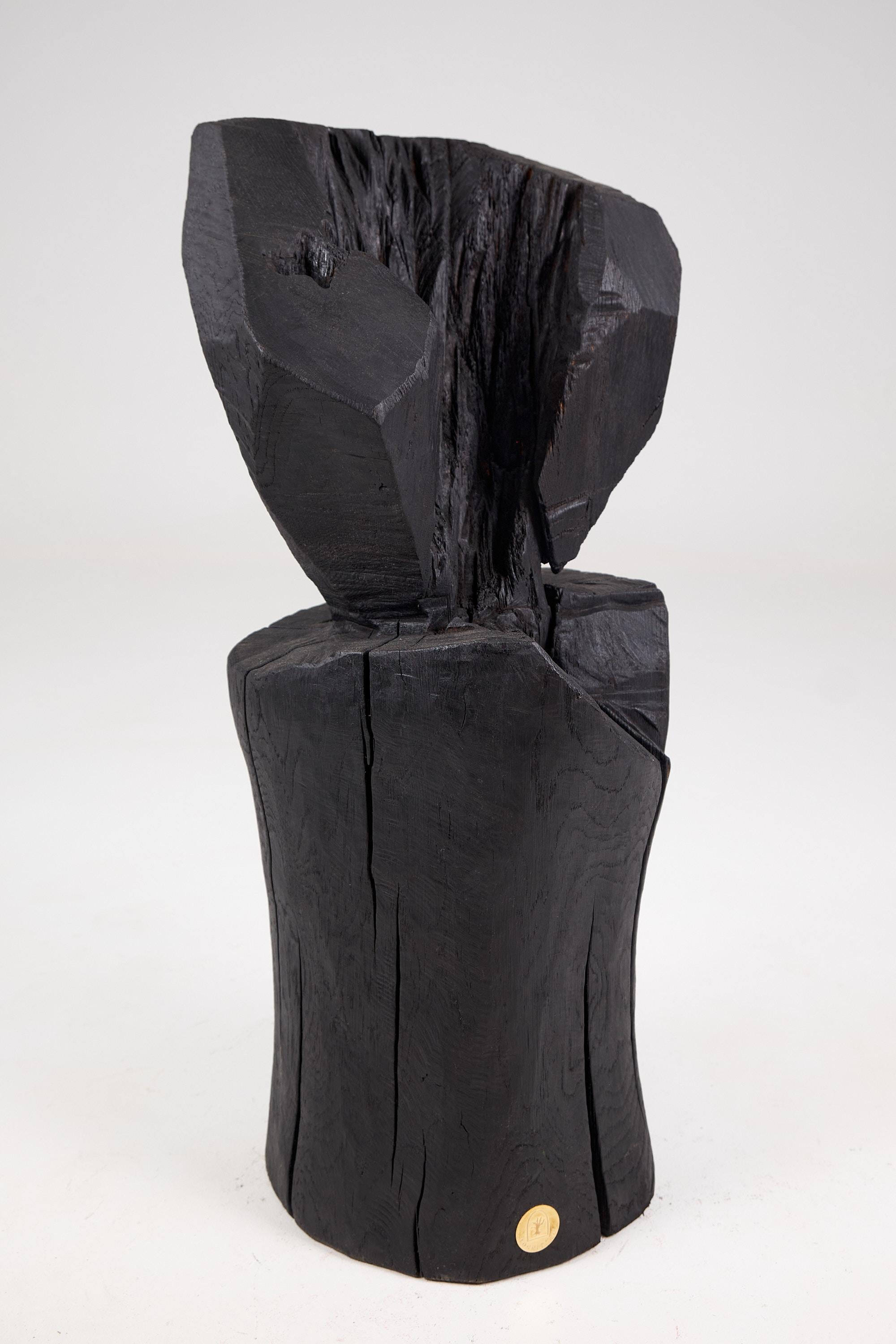 Chêne Still Stand Sculpture abstraite en bois, sculptée à la tronçonneuse, Oak Oak brûlé en vente