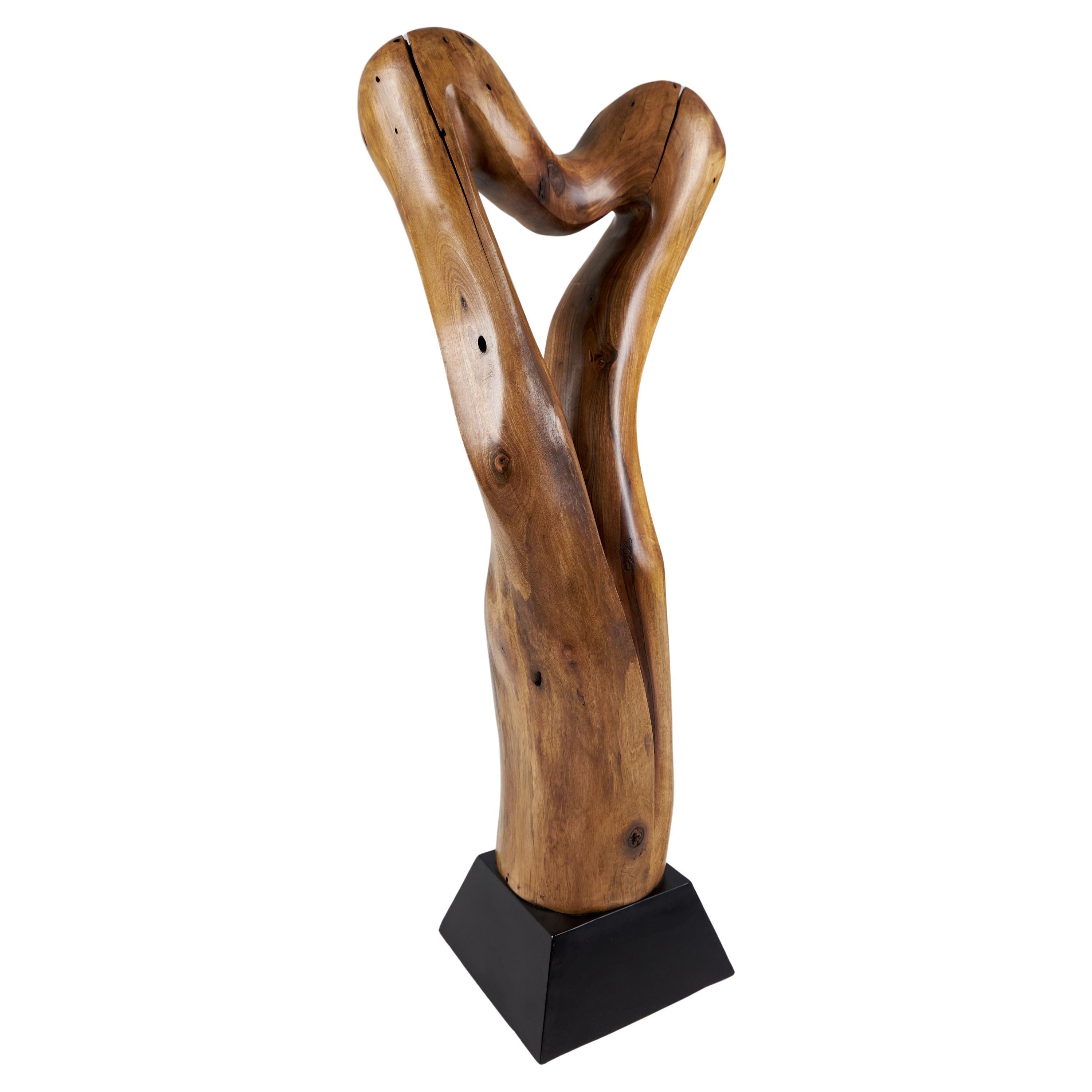 Still Stand Abstract Wood Sculpture, Chainsaw Carved, Walnut