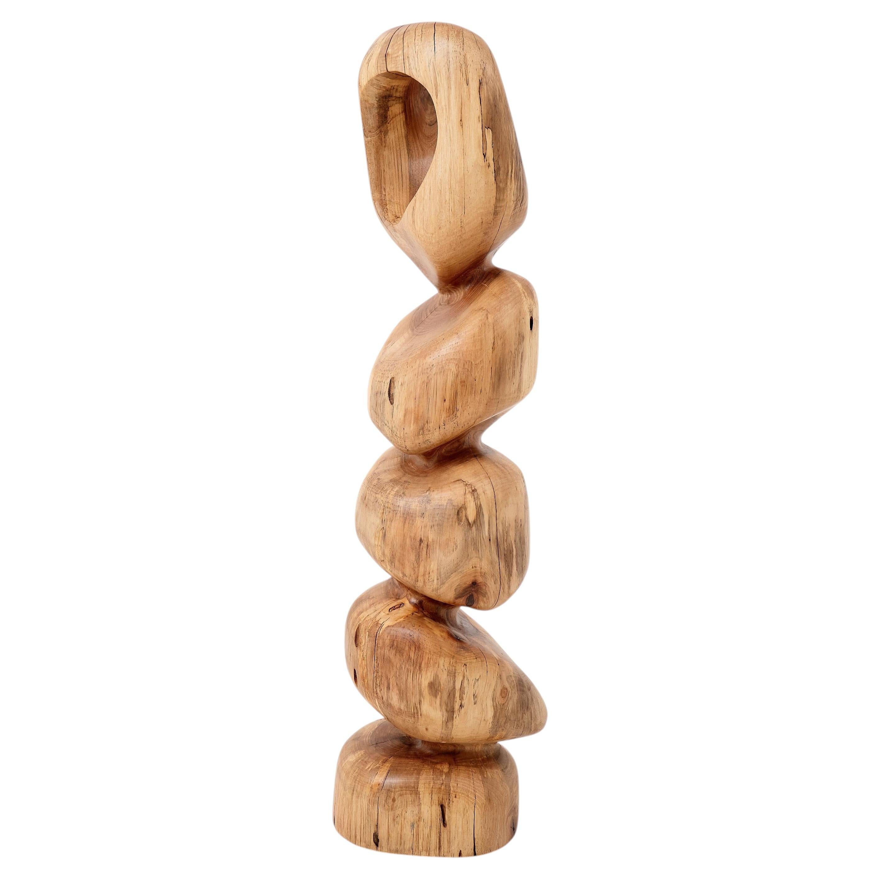 Still Stand Abstract Wood Sculpture, Chainsaw Carved, Walnut, Logniture For Sale