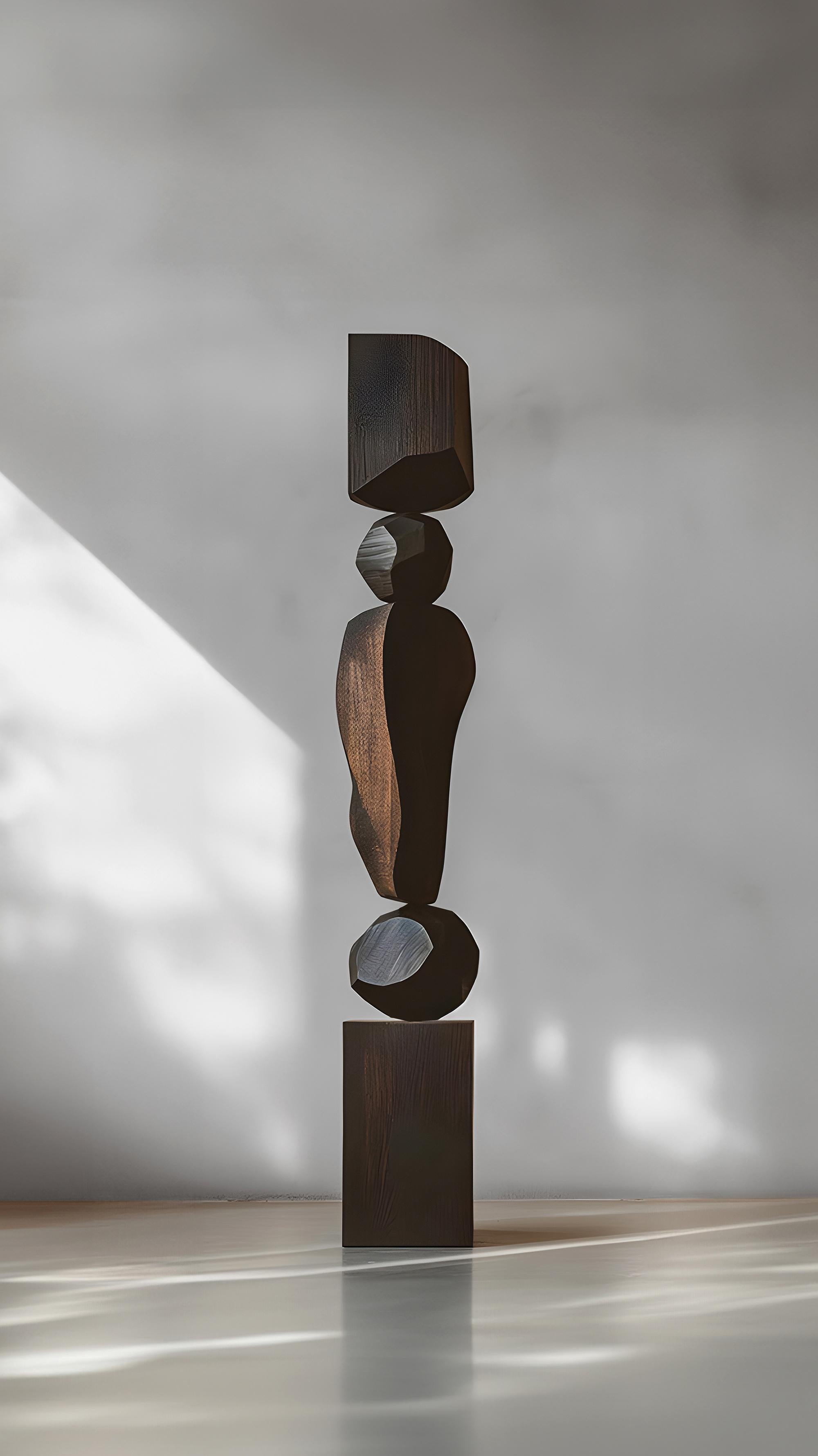Still Stand No102, The Dark Elegance of Abstract Burned Oak by Escalona
_
Joel Escalona's wooden standing sculptures are objects of raw beauty and serene grace. Each one is a testament to the power of the material, with smooth curves that flow into