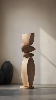 Still Stand No117 Totem sculptural en Wood Light de forme moderne