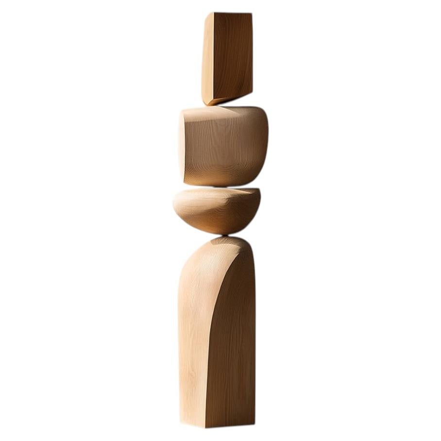 Still Stand No121 Tall Carved Totem in Natural Light Solid Wood For Sale