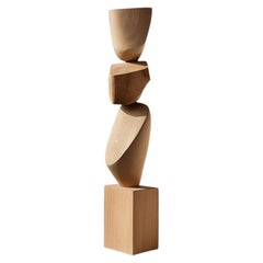 Still Stand No125 Sculptural Carved Wood Totem with Organic Curves