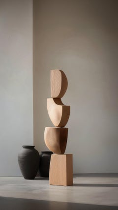 Escultura orgánica alta Still Stand No131 de madera maciza clara