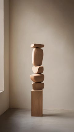 Still Stand No143 Totem abstrait en bois massif sculpté