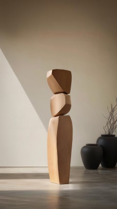 Still Stand No145 Totem debout sculptural en Wood Wood Wood Light