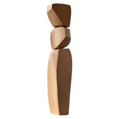 Still Stand No145 Totem debout sculptural en Wood Wood Wood Light