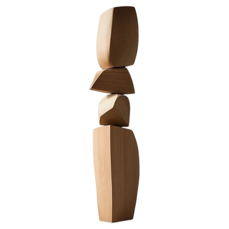 Still Stand No147 Carved Organic Totem with Modern Wood Design For Sale
