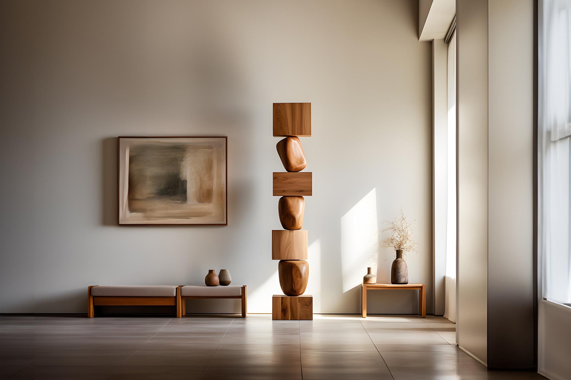Mid-Century Modern Still Stand No54: Biomorphic Abstract Oak Totem by NONO, Escalona Crafted For Sale
