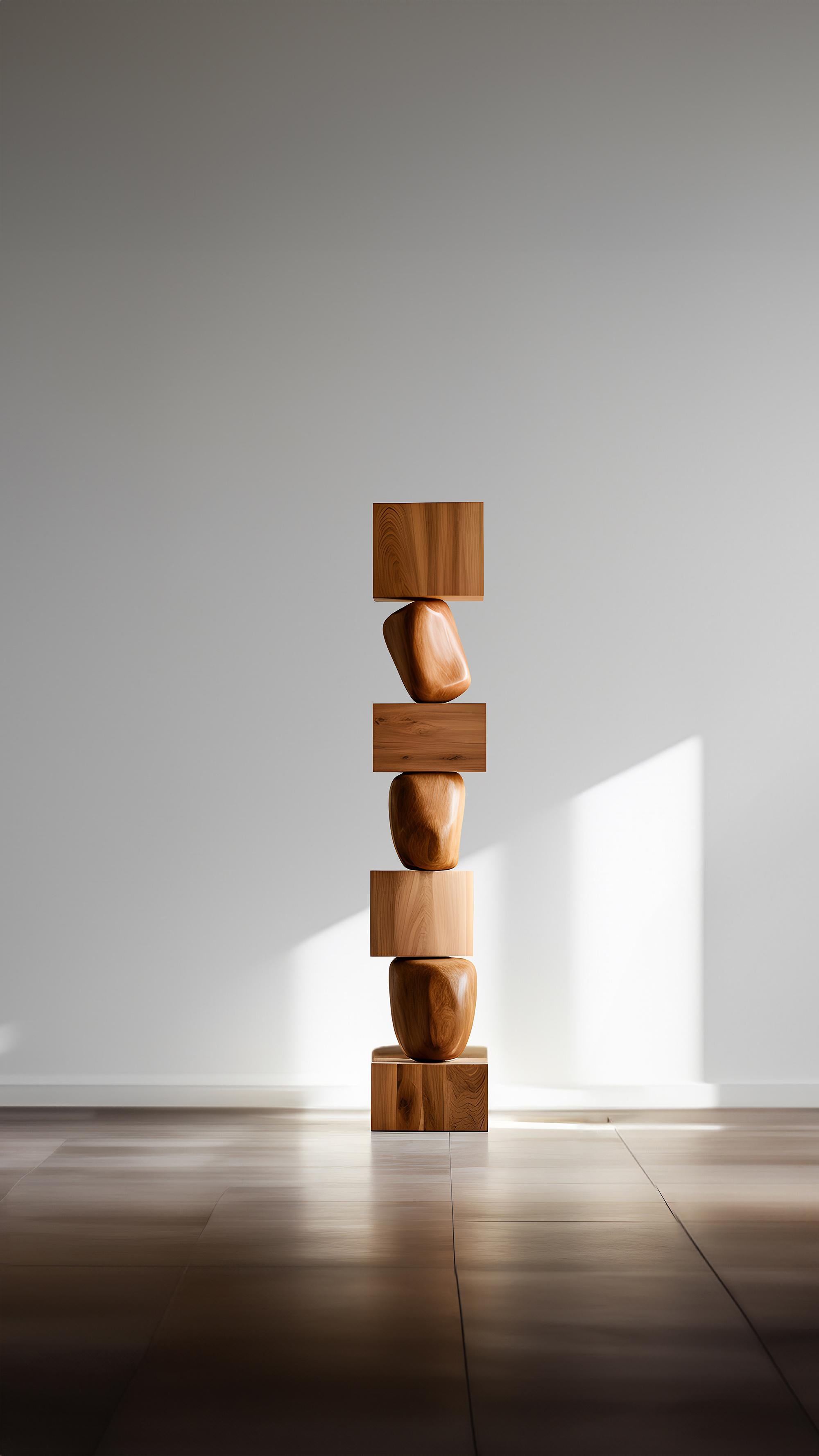 Hand-Crafted Still Stand No54: Biomorphic Abstract Oak Totem by NONO, Escalona Crafted For Sale