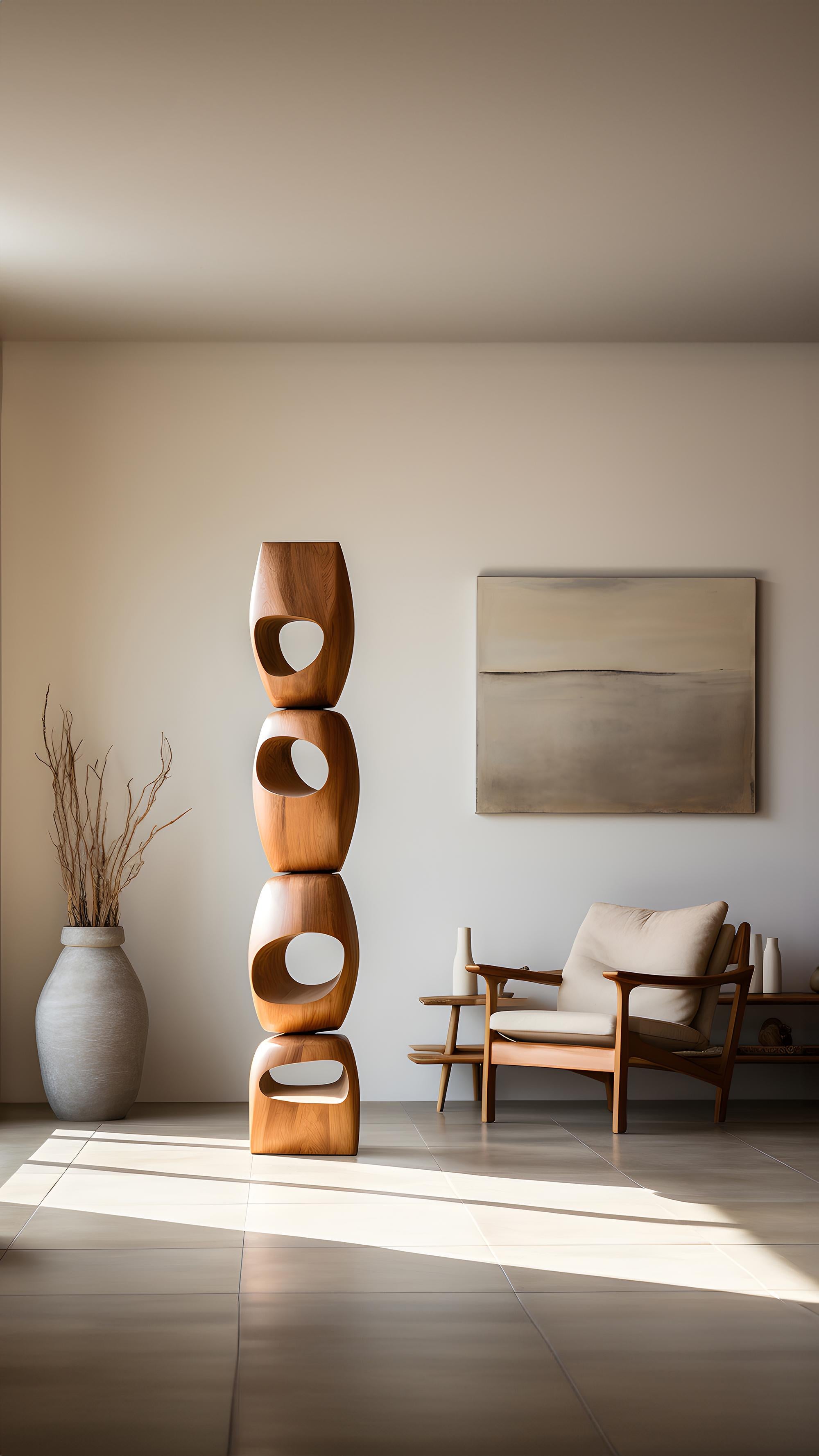Mexican Still Stand No56: Abstract Wooden Grace by NONO, Modern Escalona Sculpture For Sale