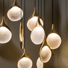 Stillabunt Ceramic Pendant Light, Gold, 16 in