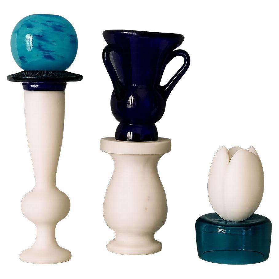 Stillness - Une collection moderne de pièces sculpturales en marbre et verre soufflé, 3pcs en vente
